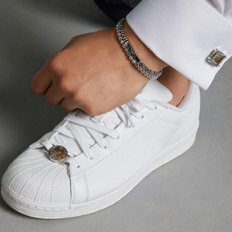 Mouvement de montre à maillons de chaussures ronds en acier IP brillant Unisexe en vente