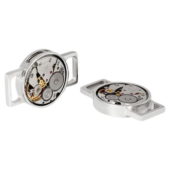 Watch Movement Round Shoe Links in Shiny IP Steel For Sale