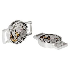 Watch Movement Round Shoe Links in Shiny IP Steel