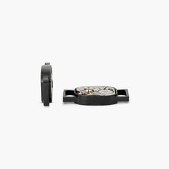 Orologio Movimento Tonneau Maglie in acciaio IP nero spazzolato