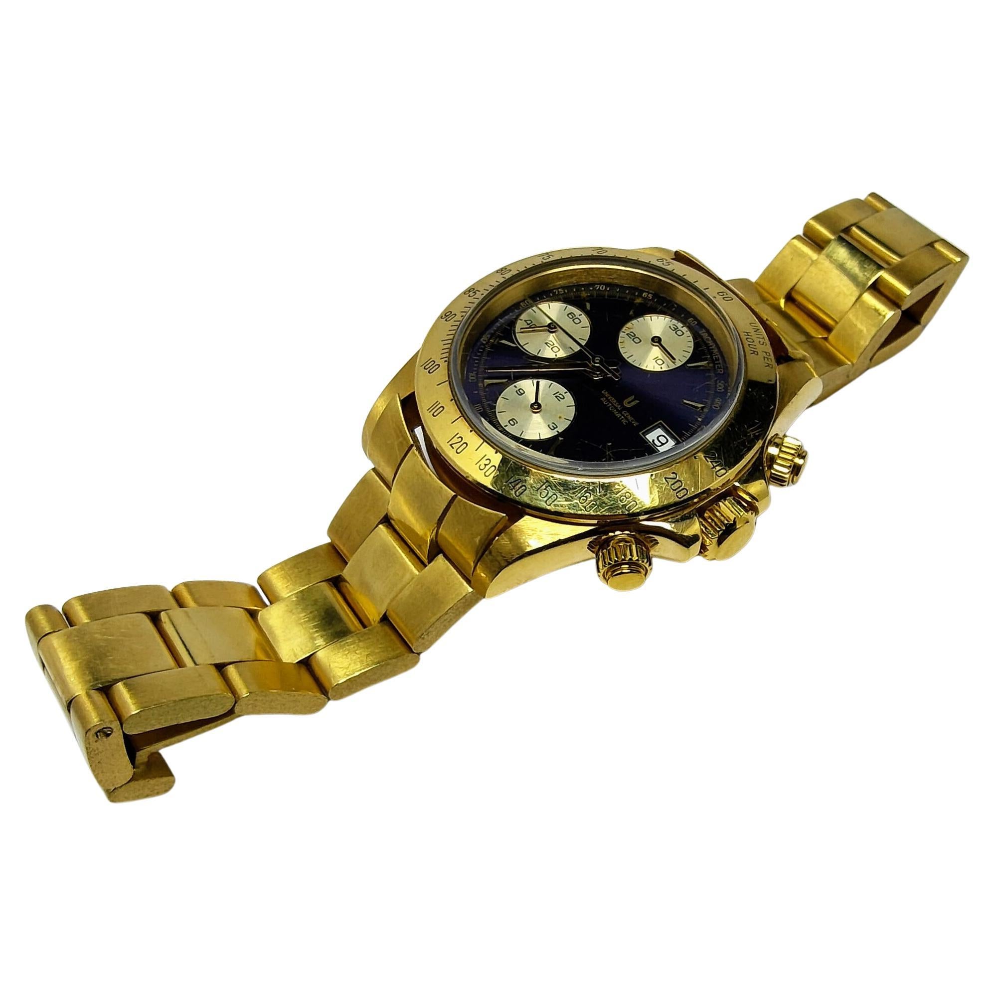 Men's Watch Universal Geneve Automatic Compax Chronograph Yellow Gold 18 Karat For Sale