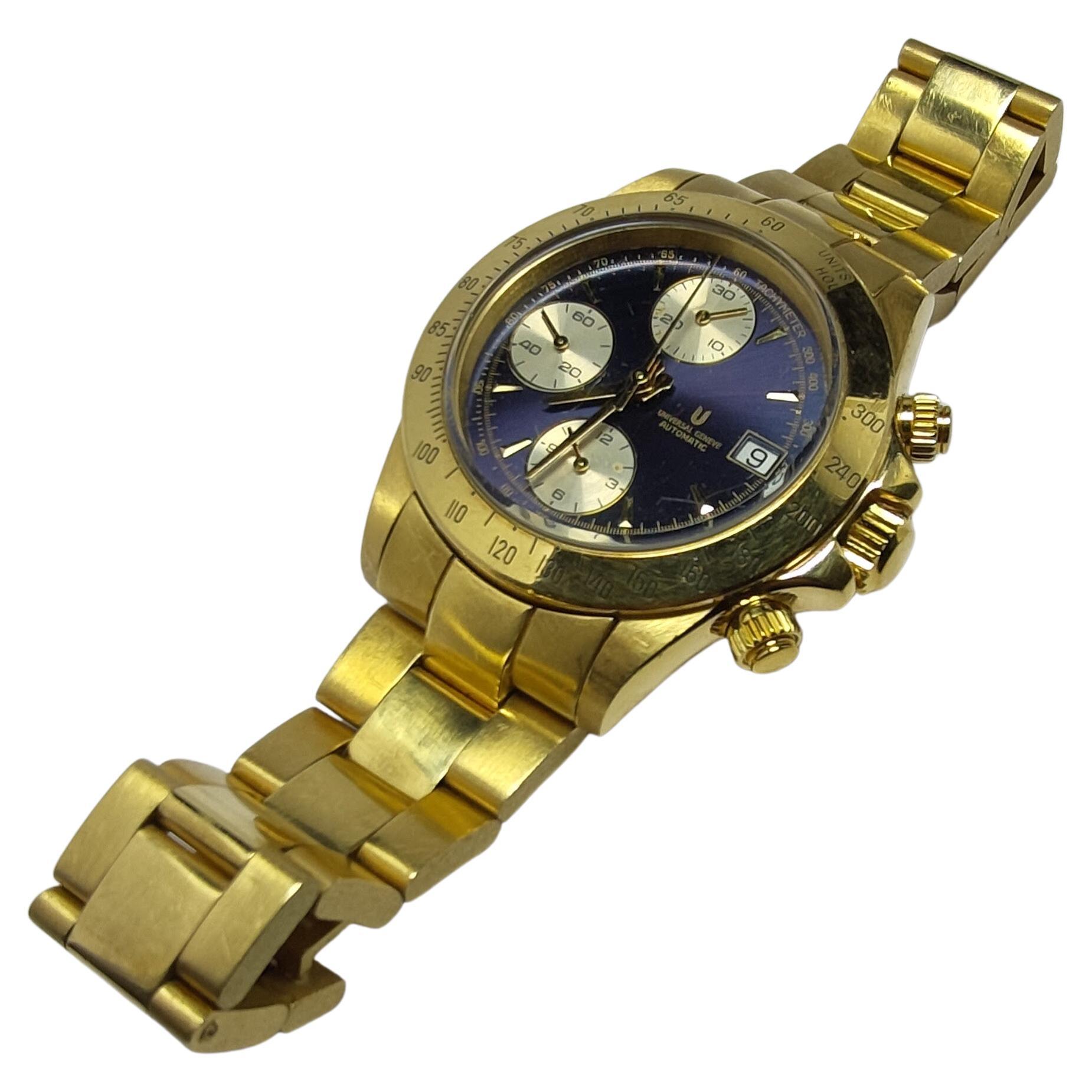 Watch Universal Geneve Automatic Compax Chronograph Yellow Gold 18 Karat For Sale