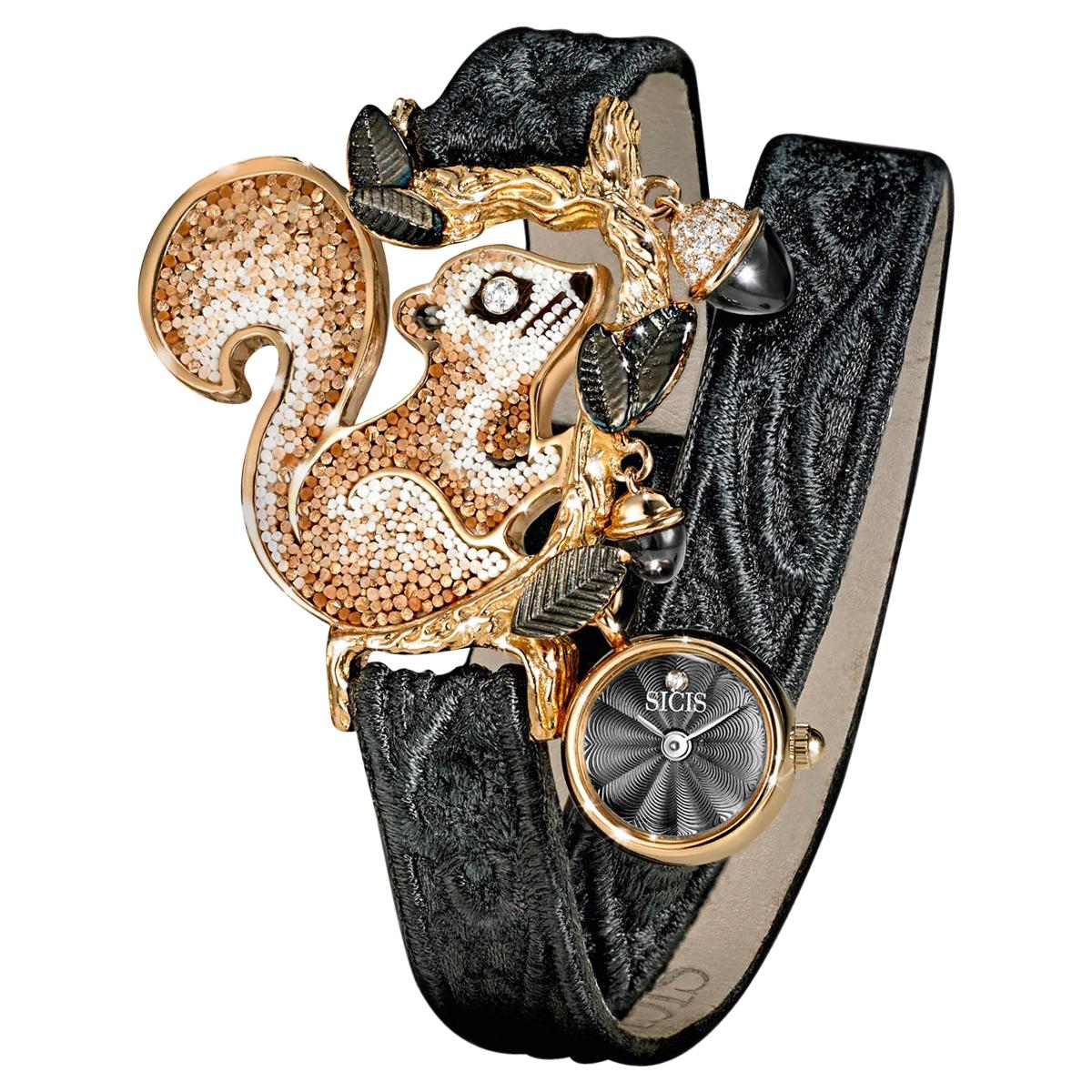 Watch Yellow Gold White Diamonds Onyx Guilloche Dial Quilted Jeans Strap For Sale