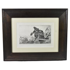 Antique "Watching the People Below" Etching by John Taylor Arms