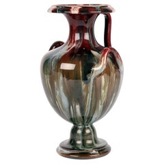 Watcombe Streak Glazed Arts & Crafts Three Handled Vase