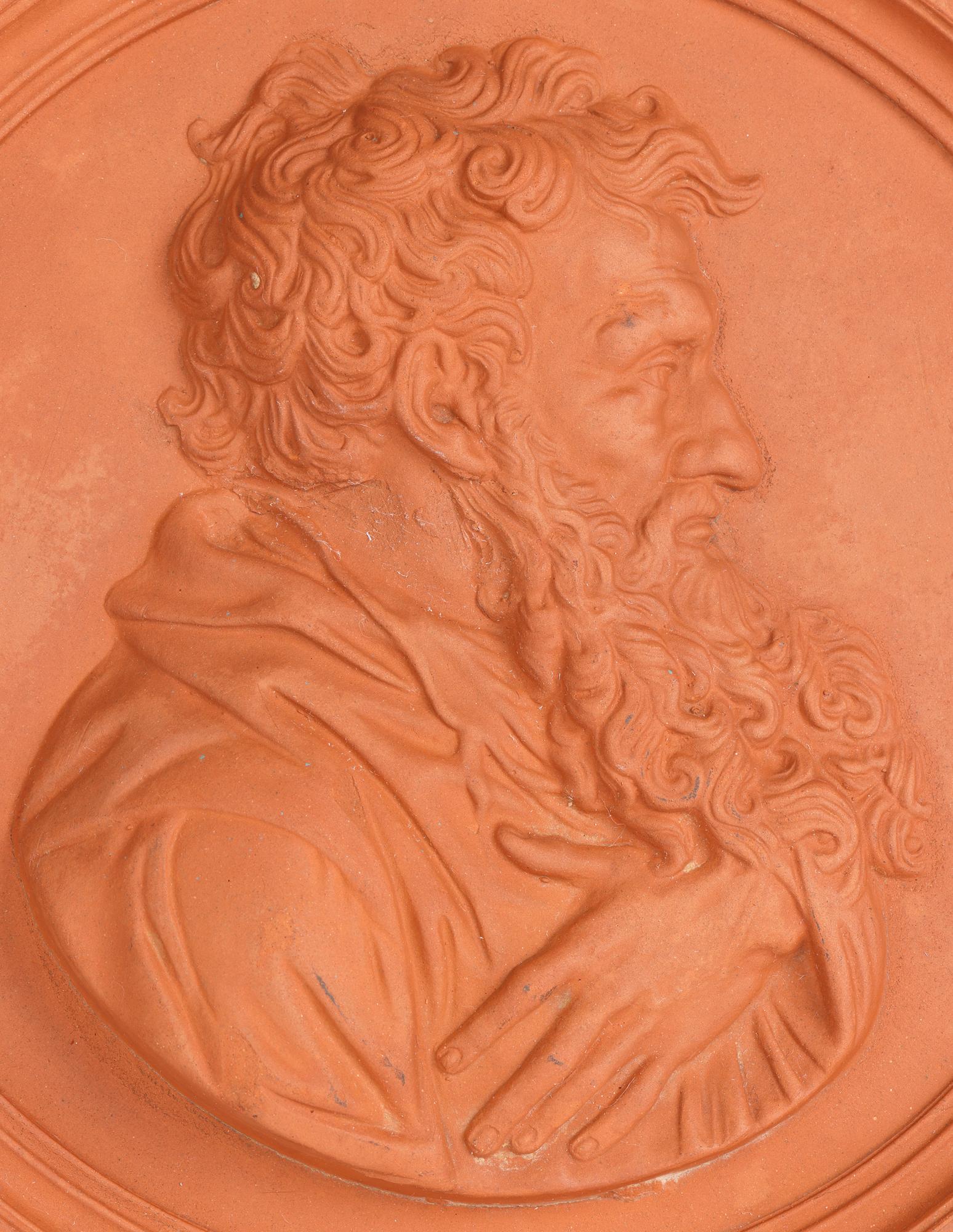 Arts and Crafts Watcombe Torquay Molded Terracotta Profile Bearded Gentleman Plaque
