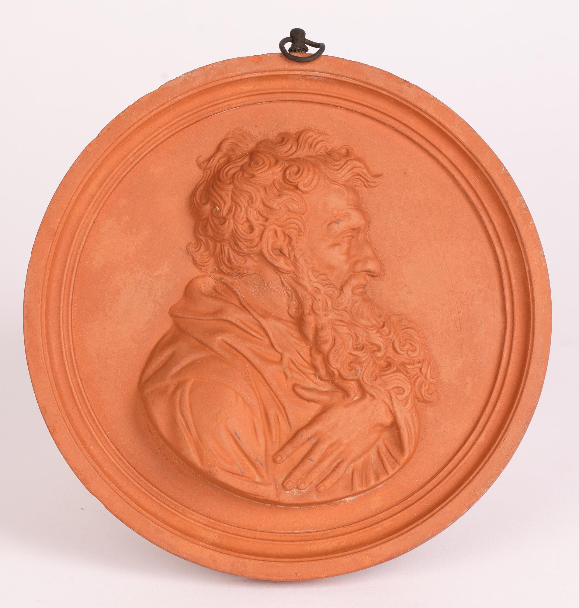 Hand-Crafted Watcombe Torquay Molded Terracotta Profile Bearded Gentleman Plaque