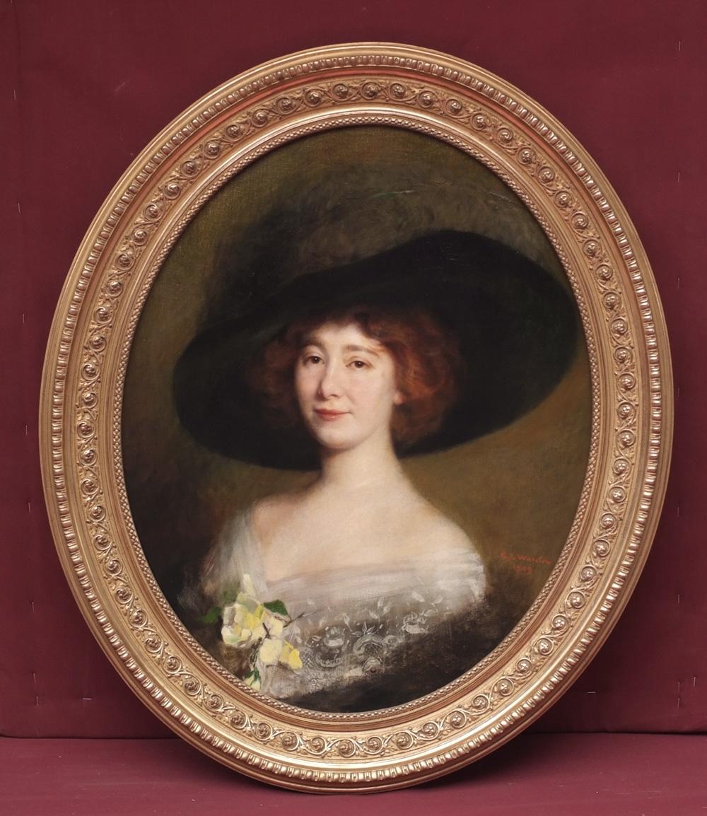 WATELET Charles Joseph Portrait Painting - Portrait of a Lady With Hat