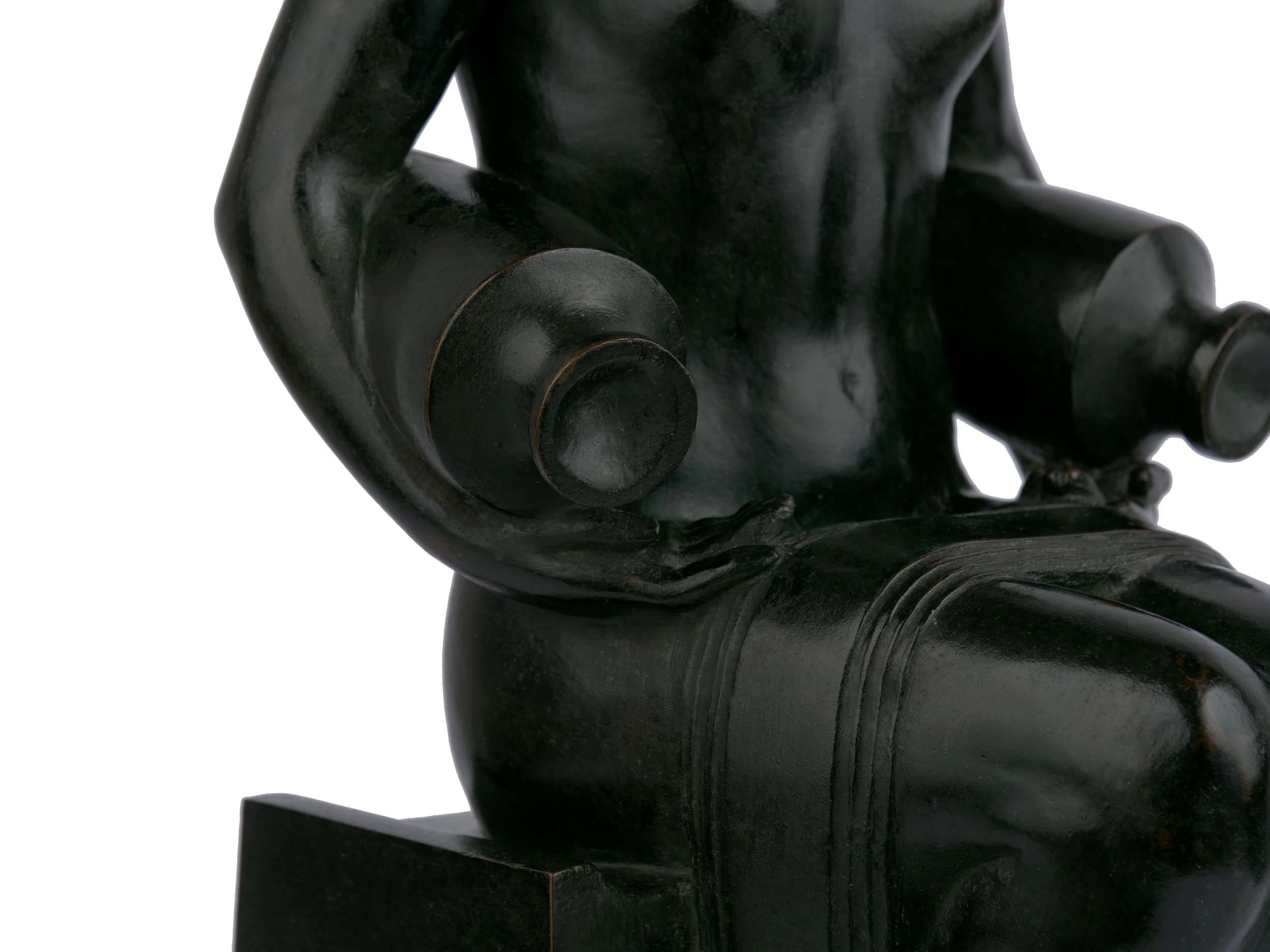“Water Carrier” '1914' American Bronze Sculpture by Louise Allen Hobbs & Gorham 5