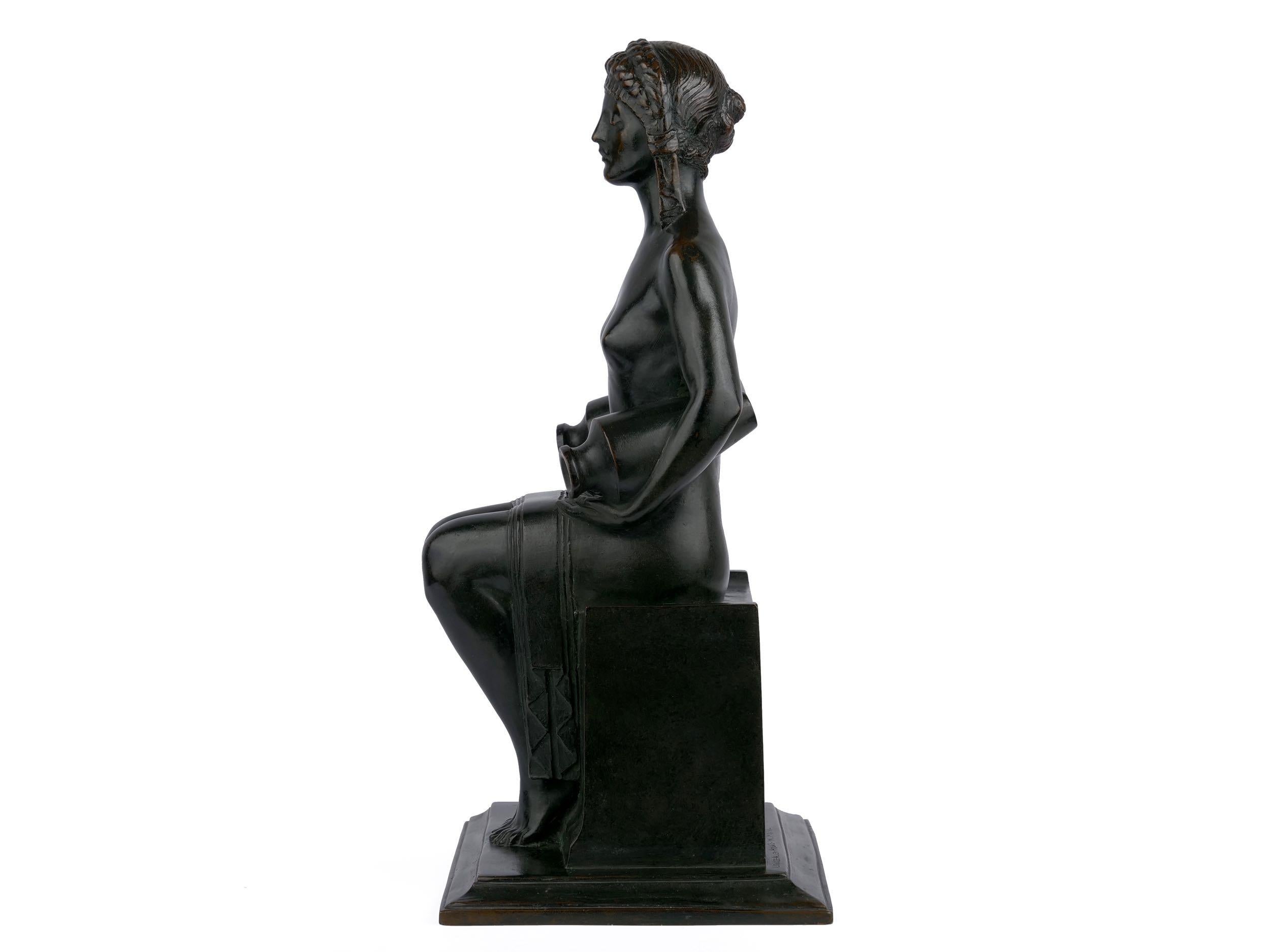 Patinated “Water Carrier” '1914' American Bronze Sculpture by Louise Allen Hobbs & Gorham