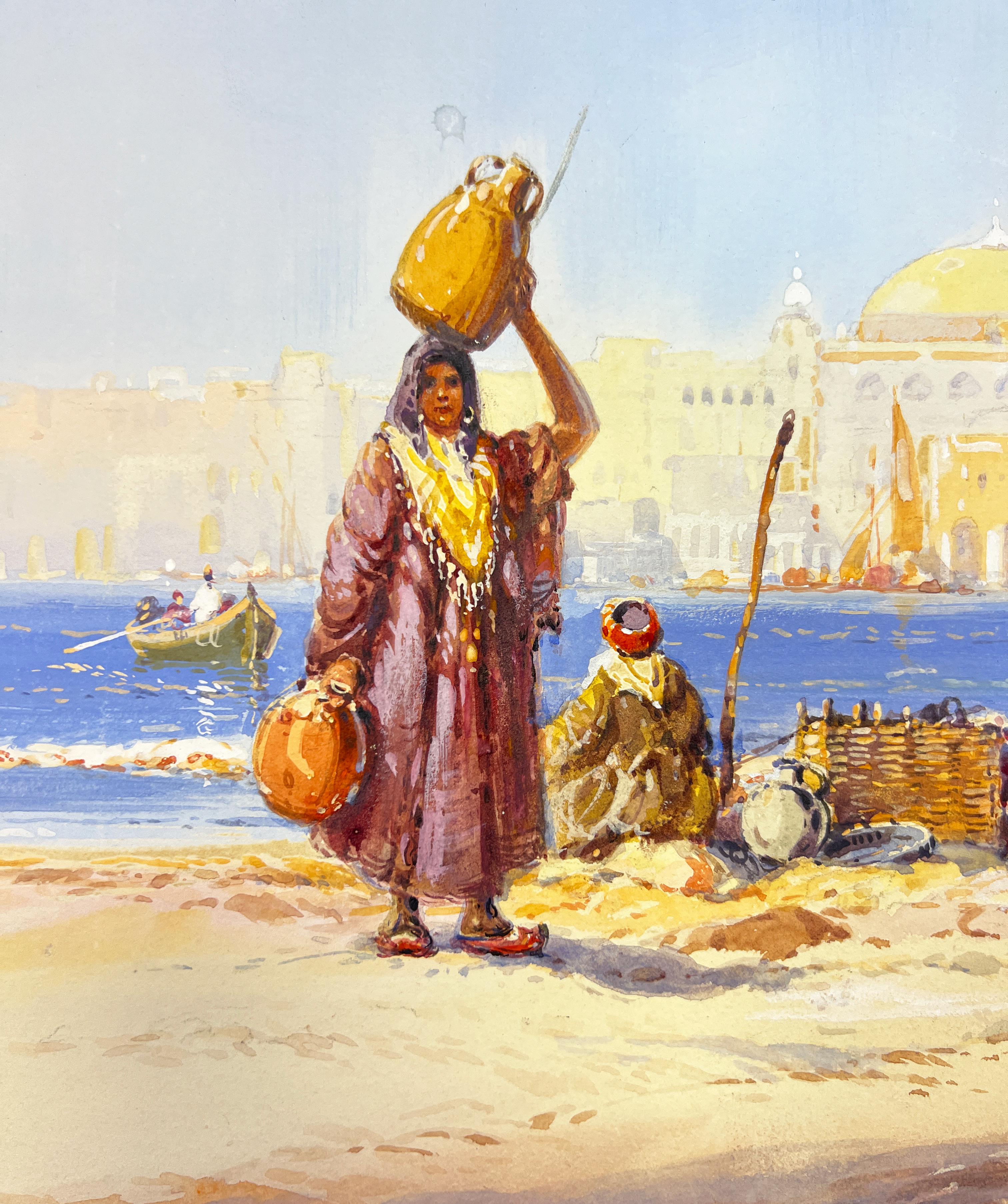 Water Carrier on the Nile, Water Colour Drawing by William Knox '1862-1925' In Good Condition In London, GB