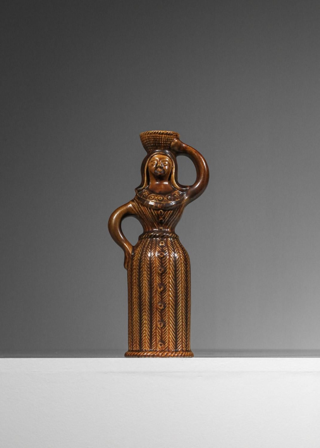Wasserführende Keramik von Saint Clément aus den 60er Jahren Kerzenständer - H283 im Zustand „Gut“ im Angebot in Lyon, FR