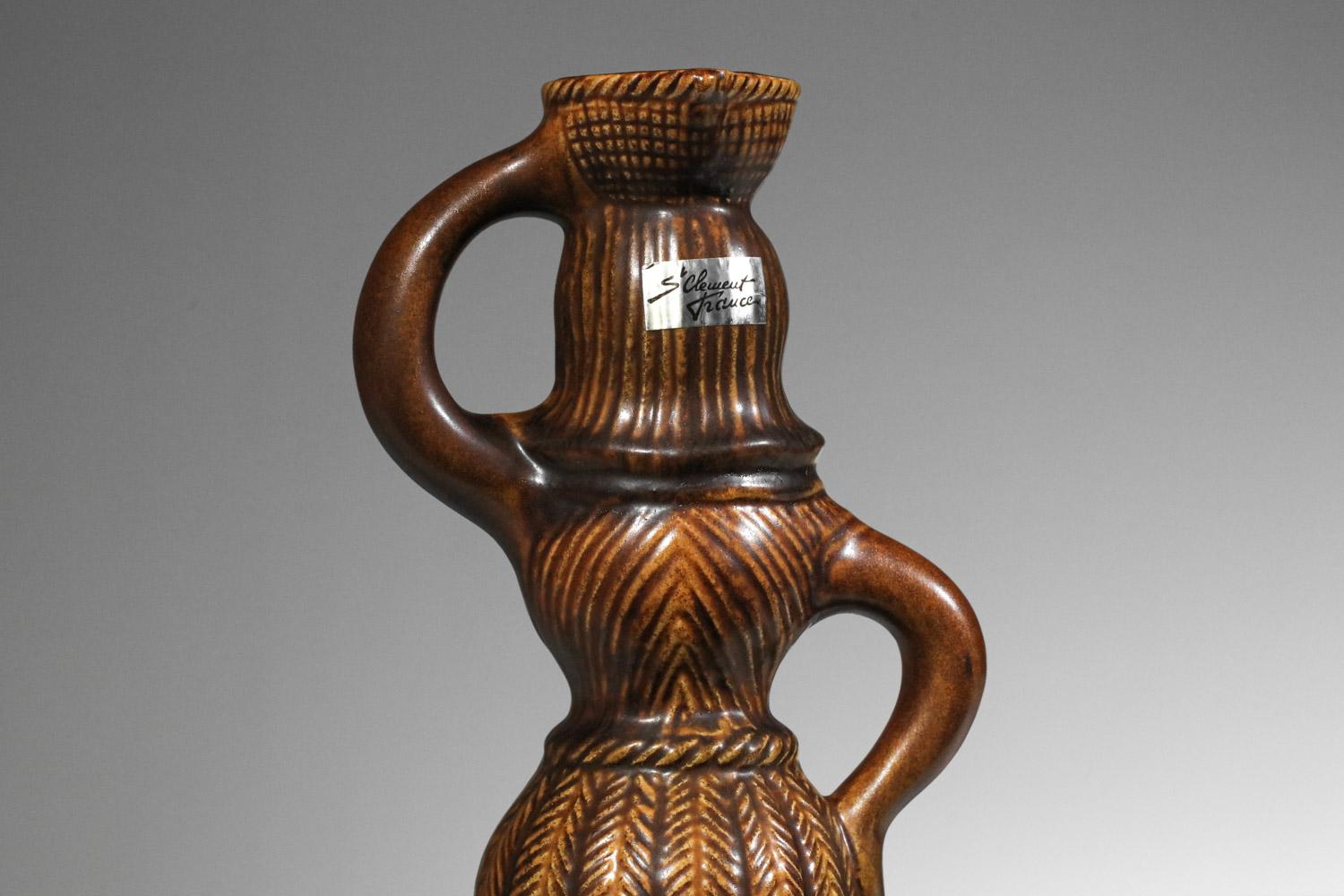 Wasserführende Keramik von Saint Clément aus den 60er Jahren Kerzenständer - H283 im Angebot 1