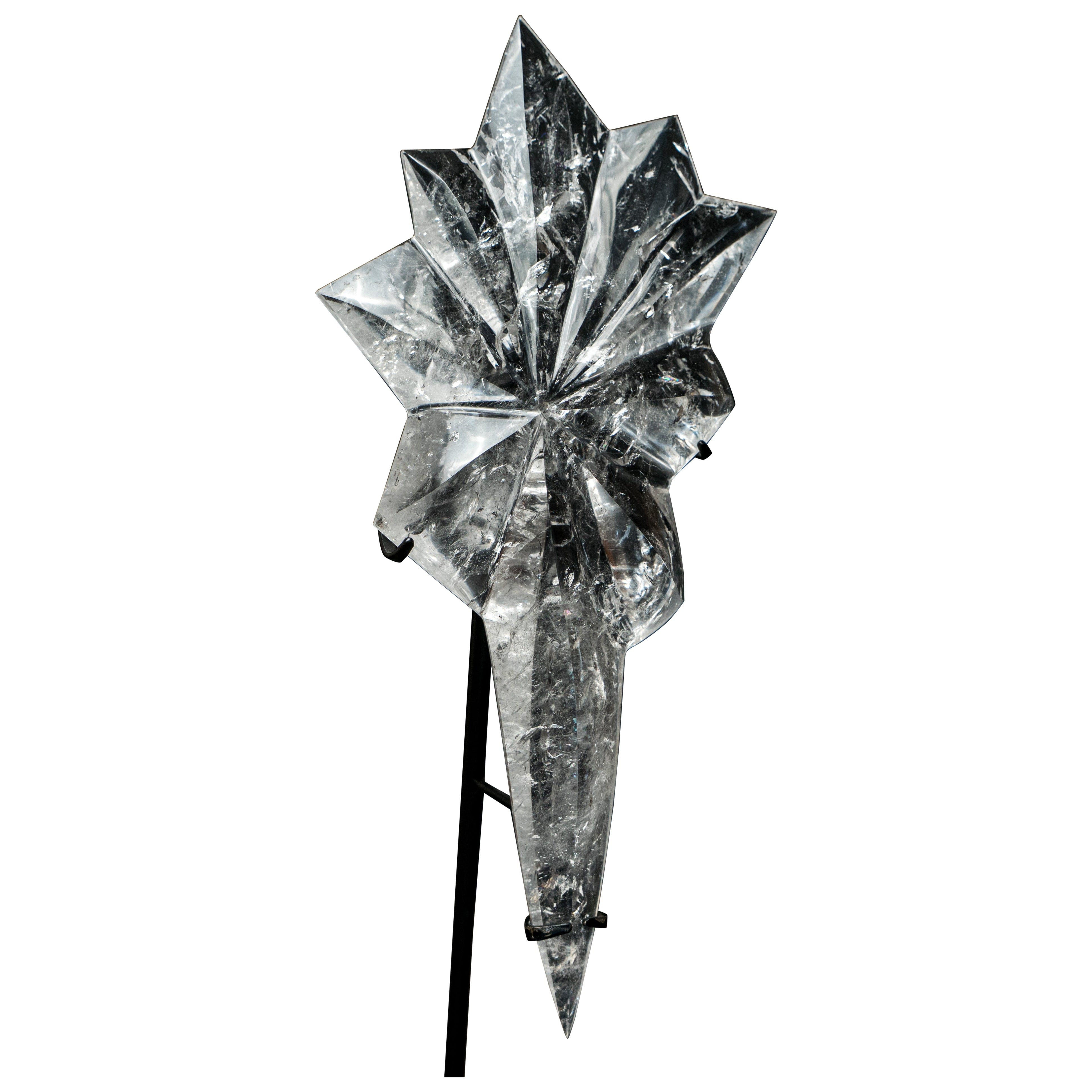 Water-Clear Brazilian Lemurian Quartz Starburst For Sale