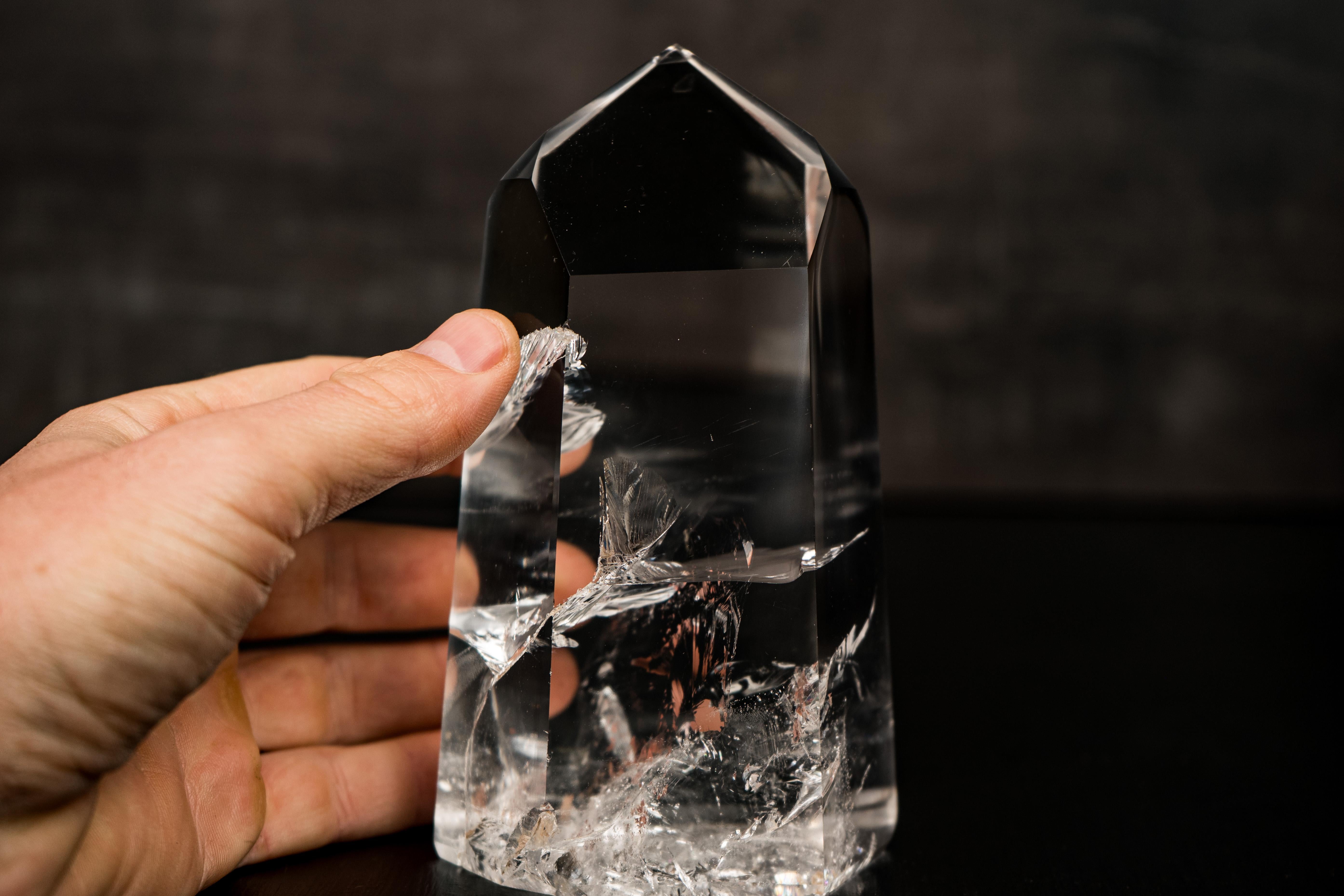 XXI secolo e contemporaneo Punta obelisco in quarzo lemuriano chiaro come l'acqua, da Diamantina in vendita