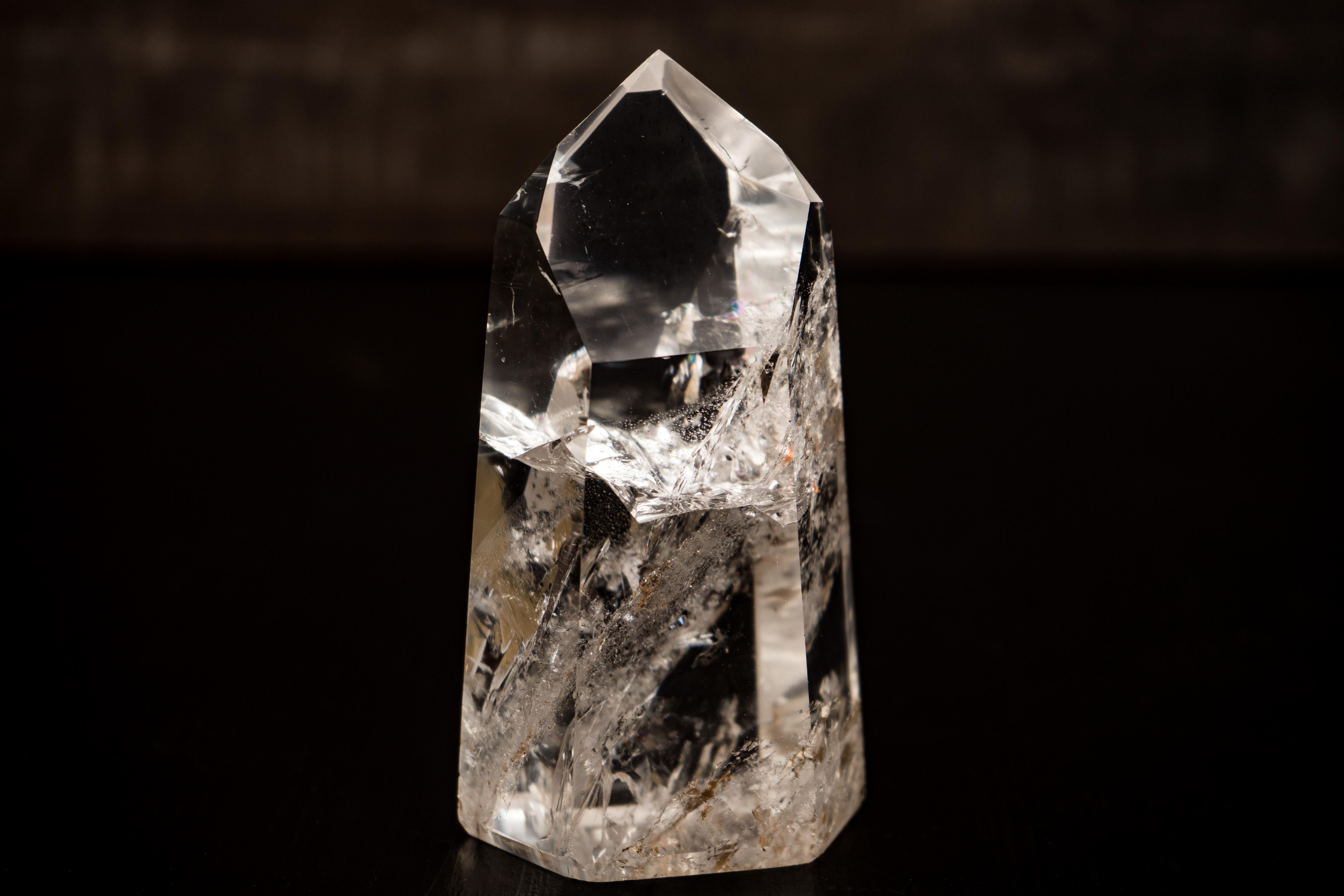 Contemporary Water-Clear Lemurian Quartz Obelisk Point from Diamantina For Sale