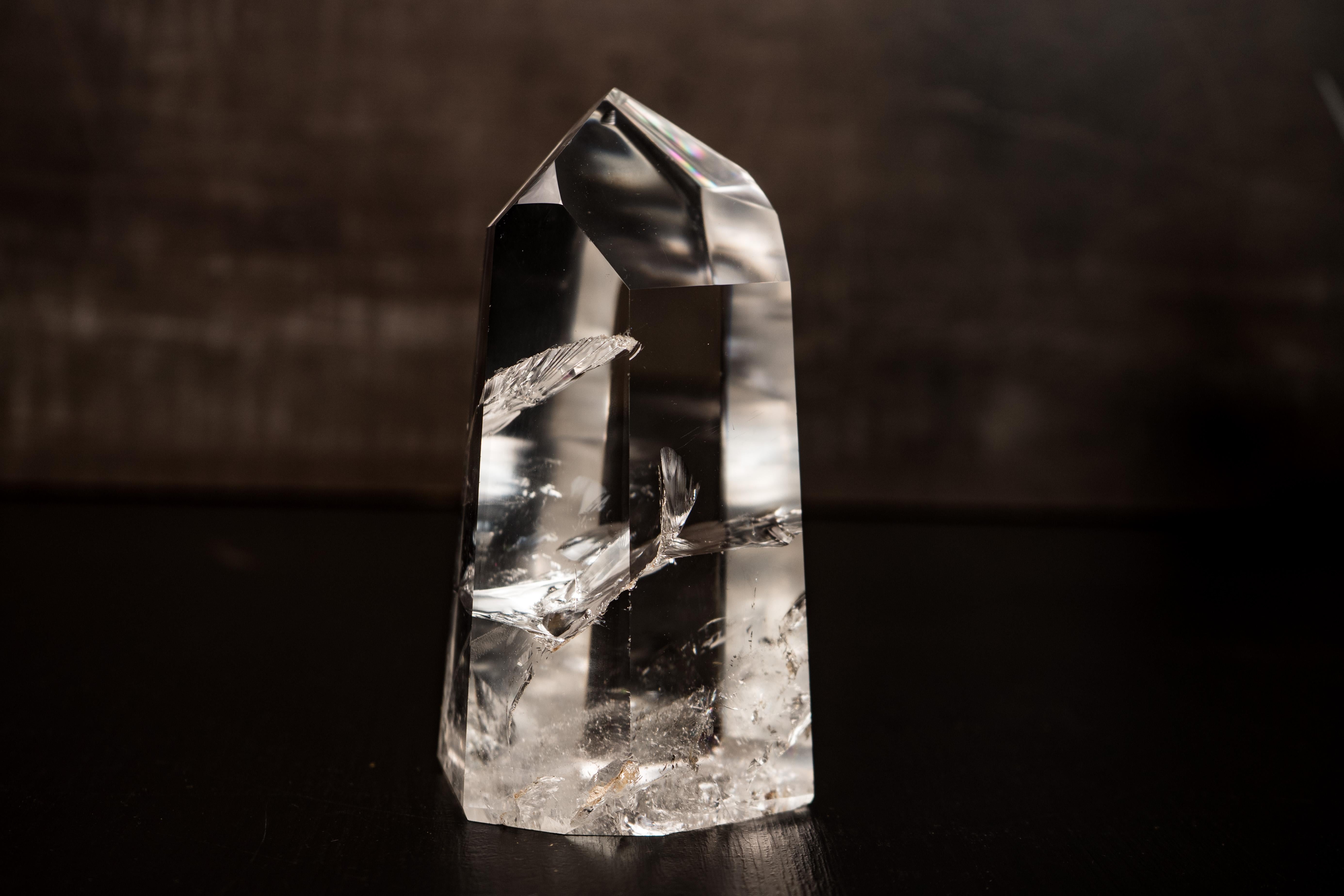 Cristallo Punta obelisco in quarzo lemuriano chiaro come l'acqua, da Diamantina in vendita