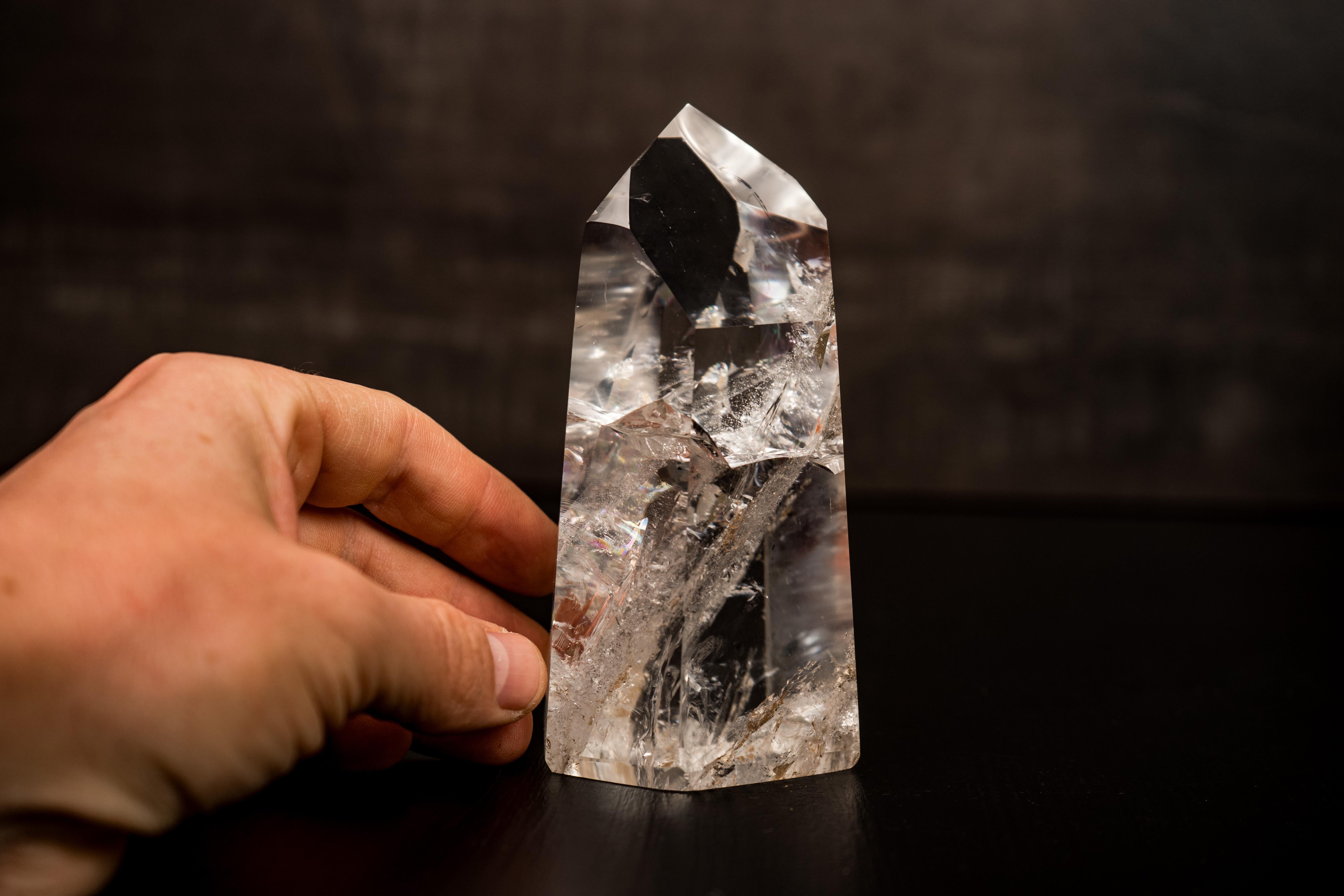 Crystal Water-Clear Lemurian Quartz Obelisk Point from Diamantina For Sale