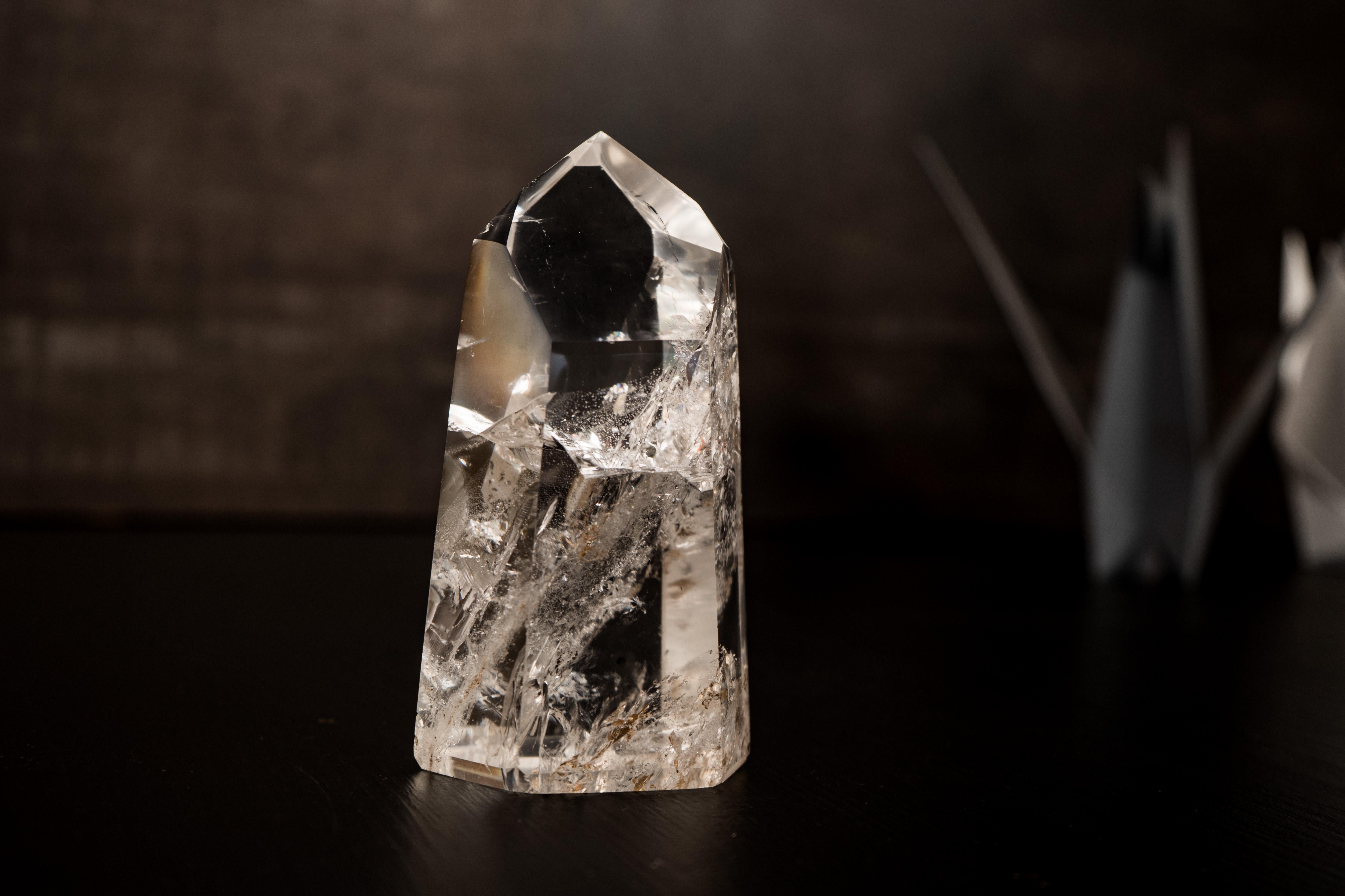 Water-Clear Lemurian Quartz Obelisk Point from Diamantina For Sale 3