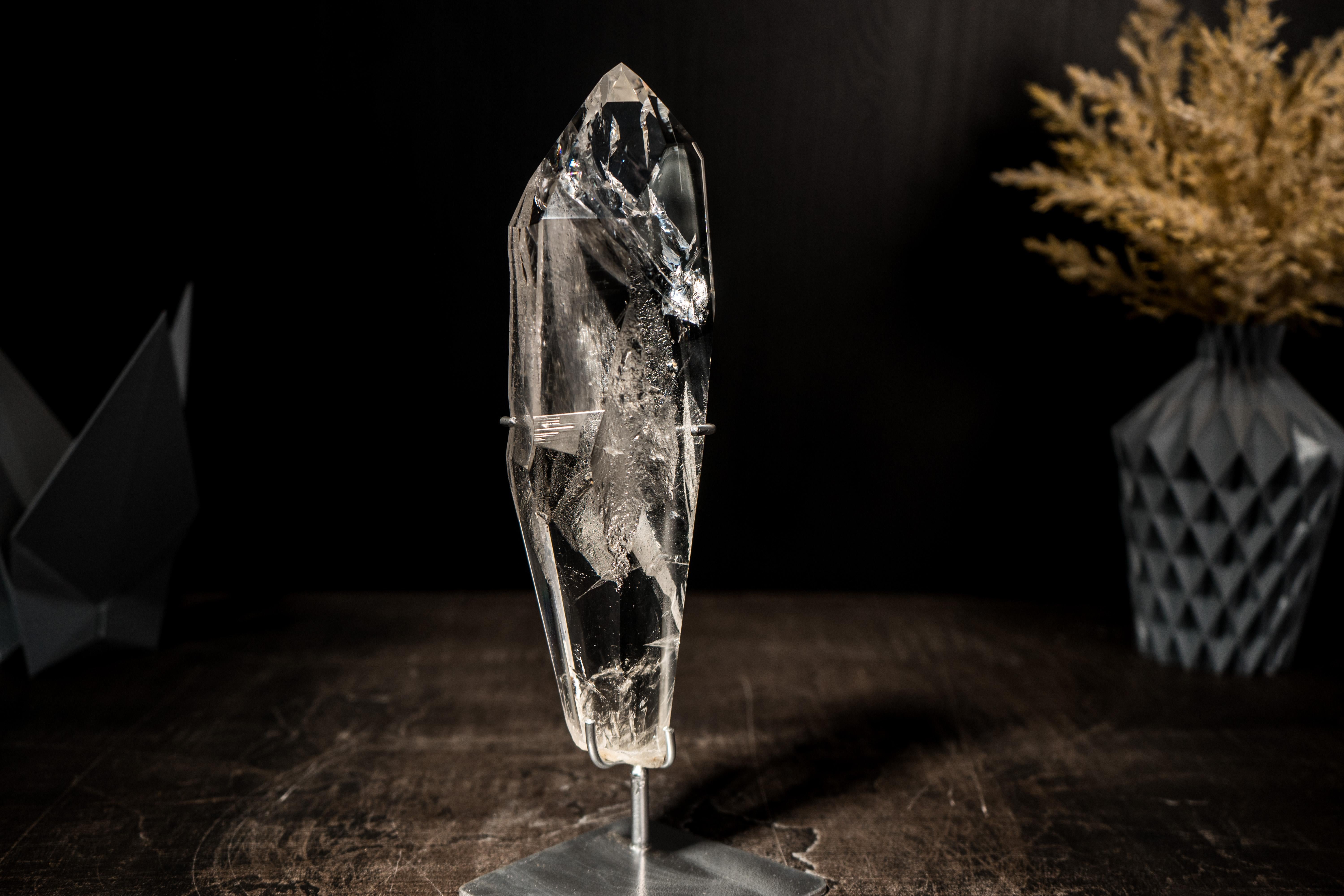 Water Clear Lemurian Quartz Point Carved from a AAA-Grade Natural Crystal Quartz For Sale 5