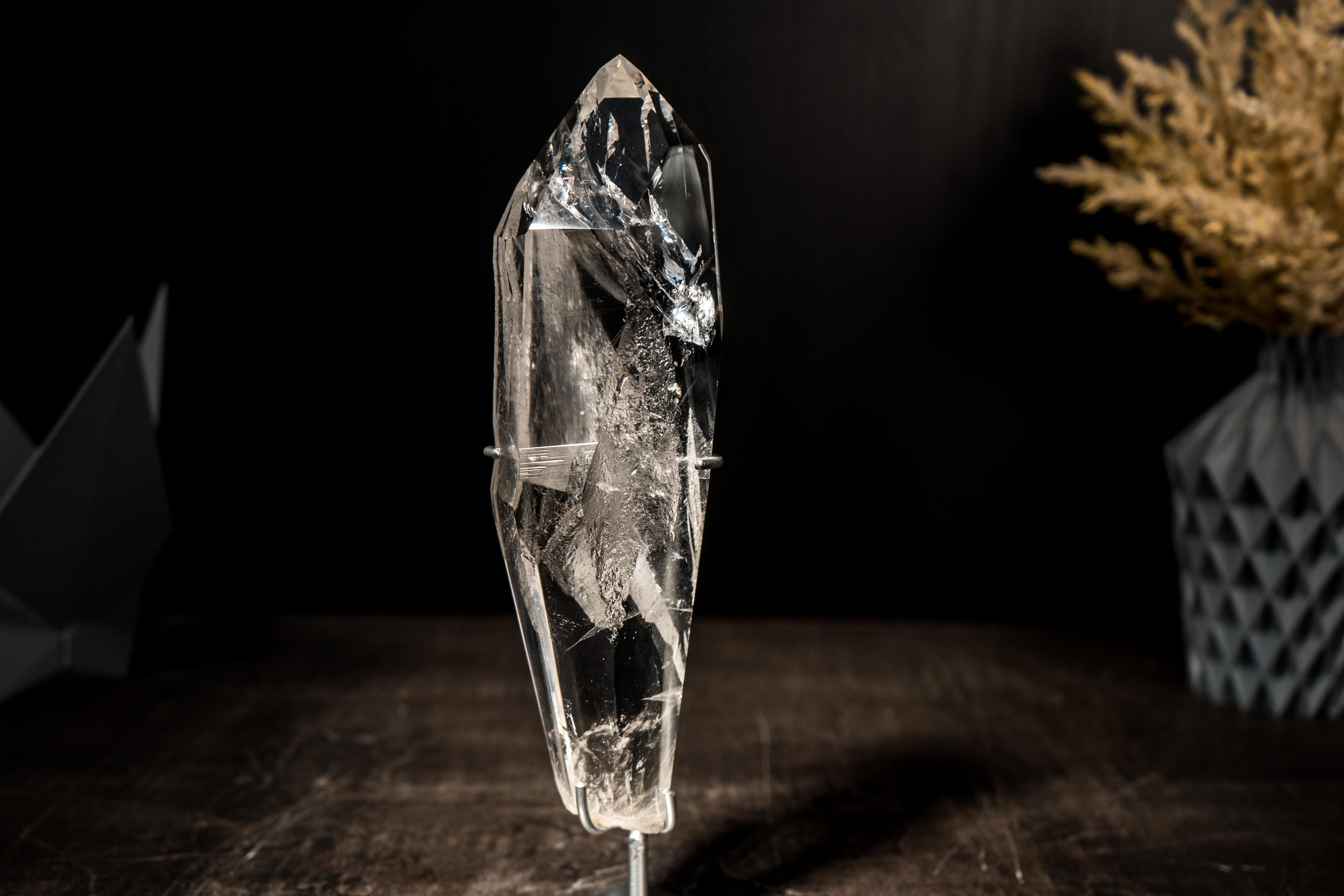 Water Clear Lemurian Quartz Point Carved from a AAA-Grade Natural Crystal Quartz For Sale 6