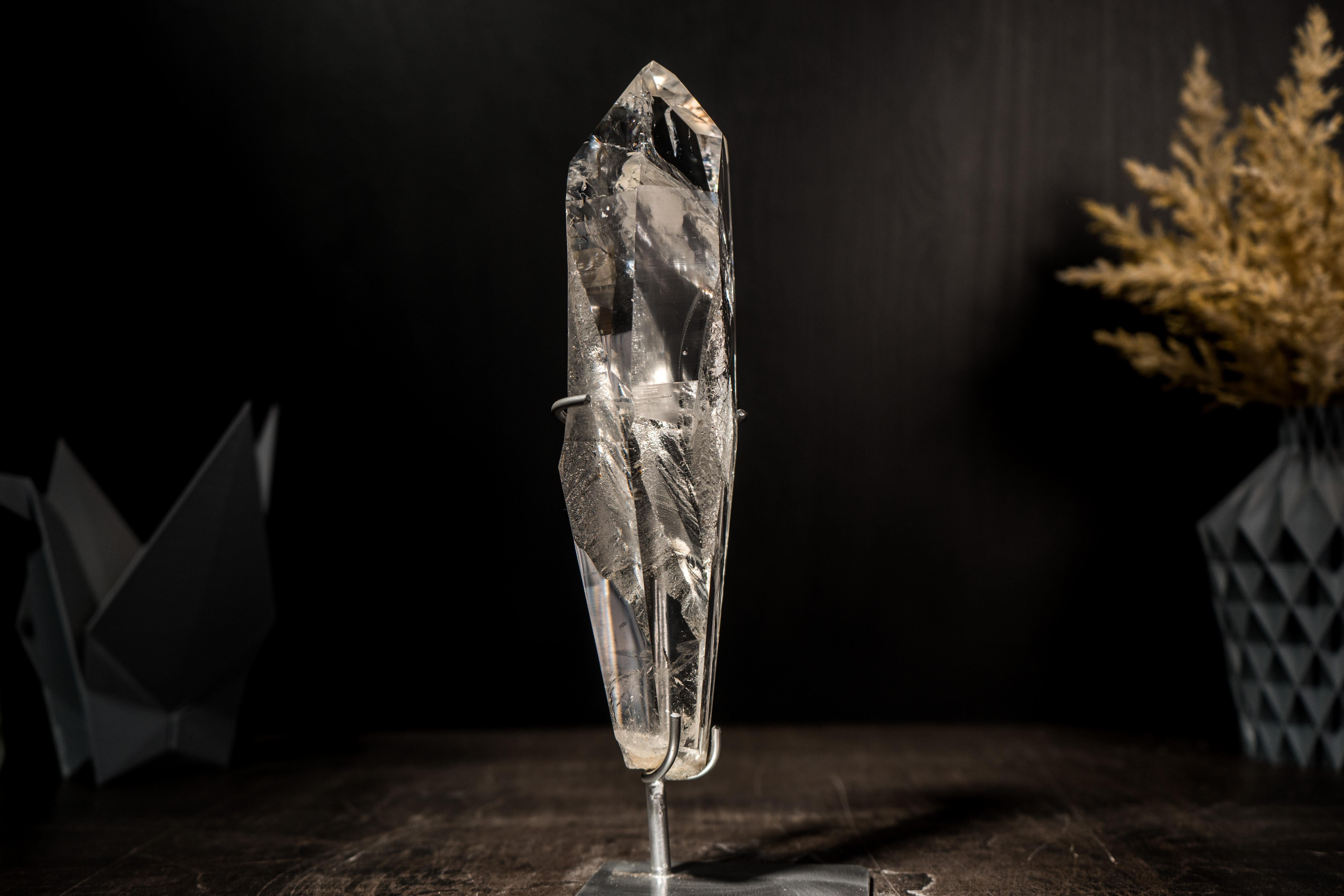 Water Clear Lemurian Quartz Point Carved from a AAA-Grade Natural Crystal Quartz For Sale 7