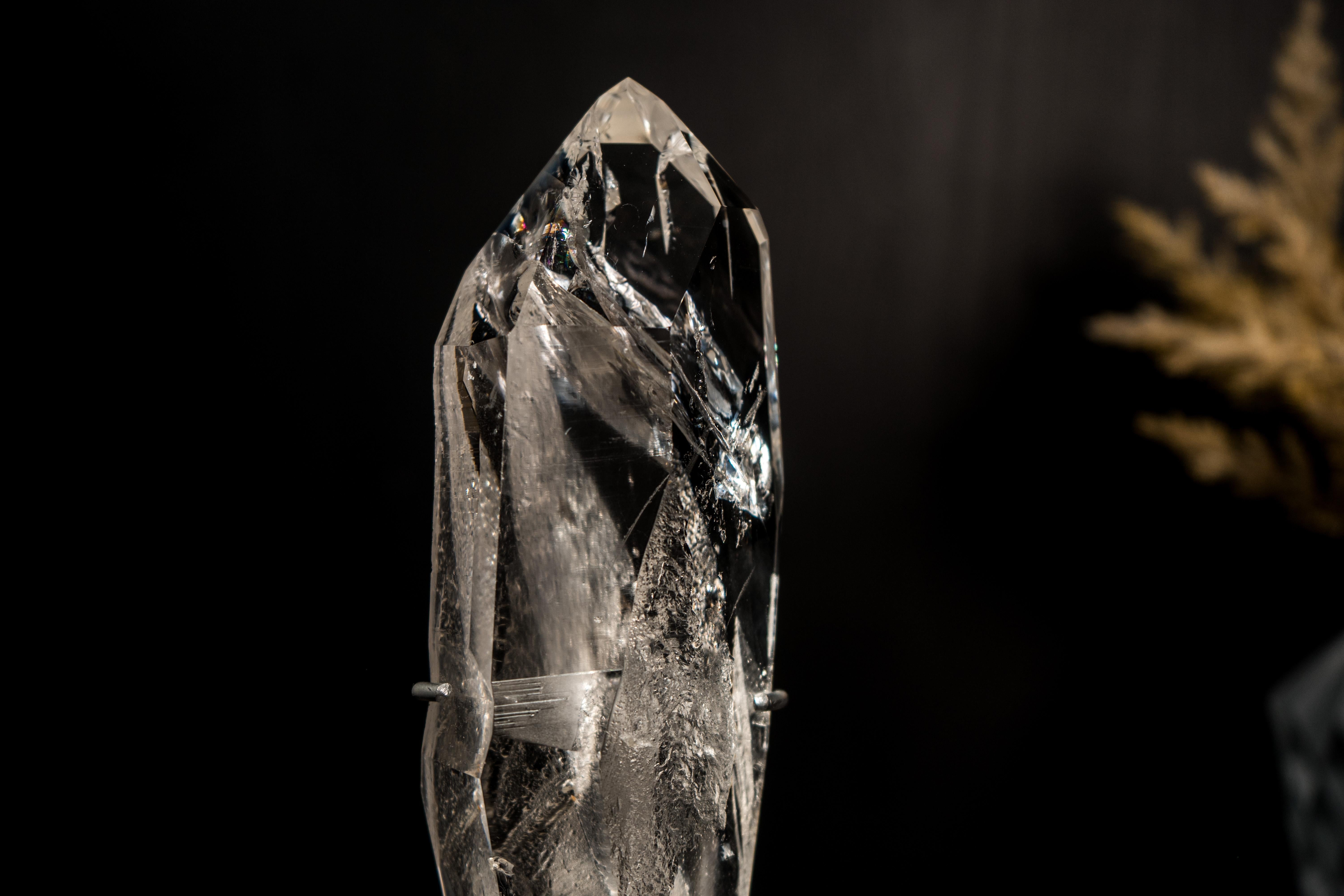 Brazilian Water Clear Lemurian Quartz Point Carved from a AAA-Grade Natural Crystal Quartz For Sale
