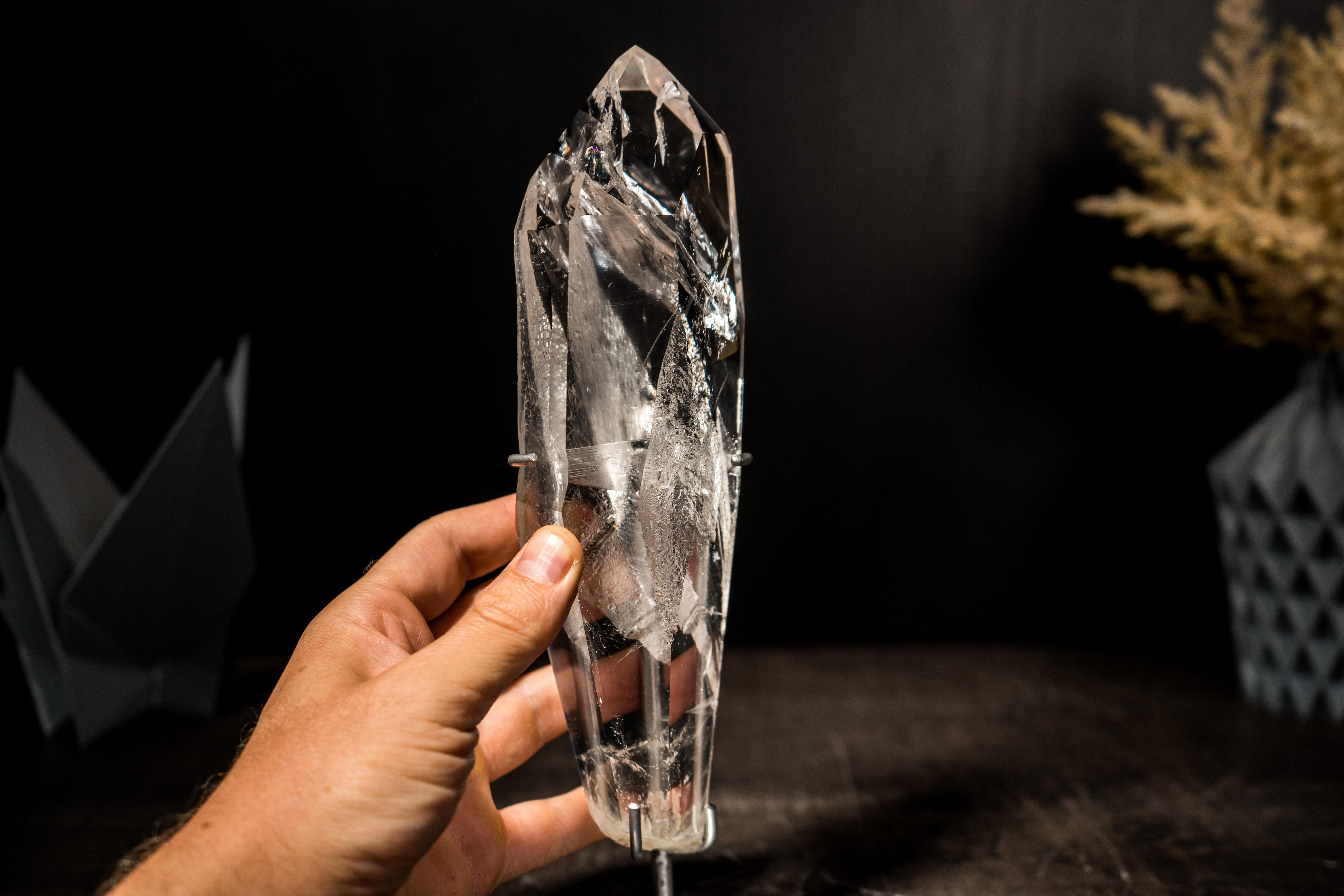Water Clear Lemurian Quartz Point Carved from a AAA-Grade Natural Crystal Quartz For Sale 2