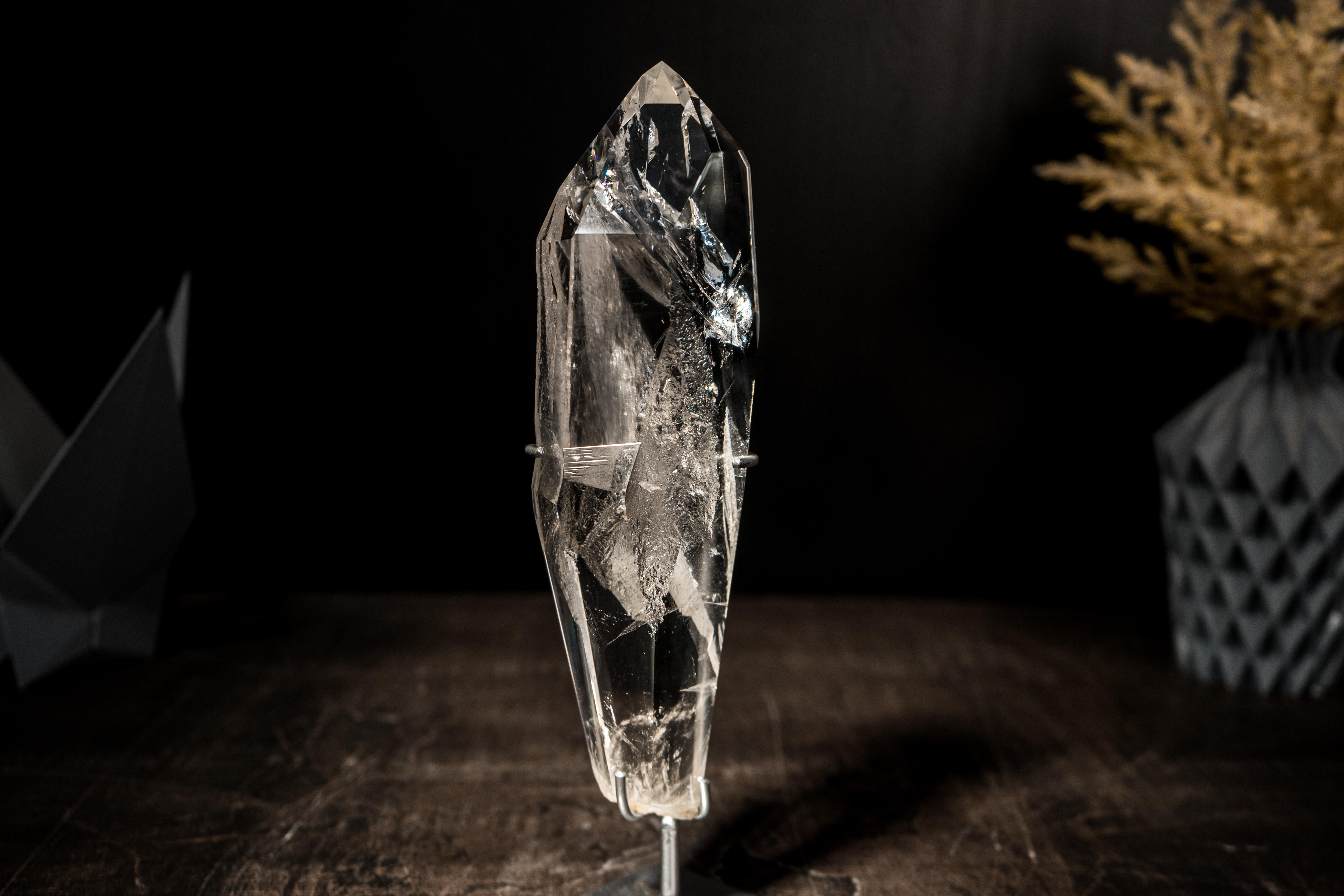 Water Clear Lemurian Quartz Point Carved from a AAA-Grade Natural Crystal Quartz For Sale 4