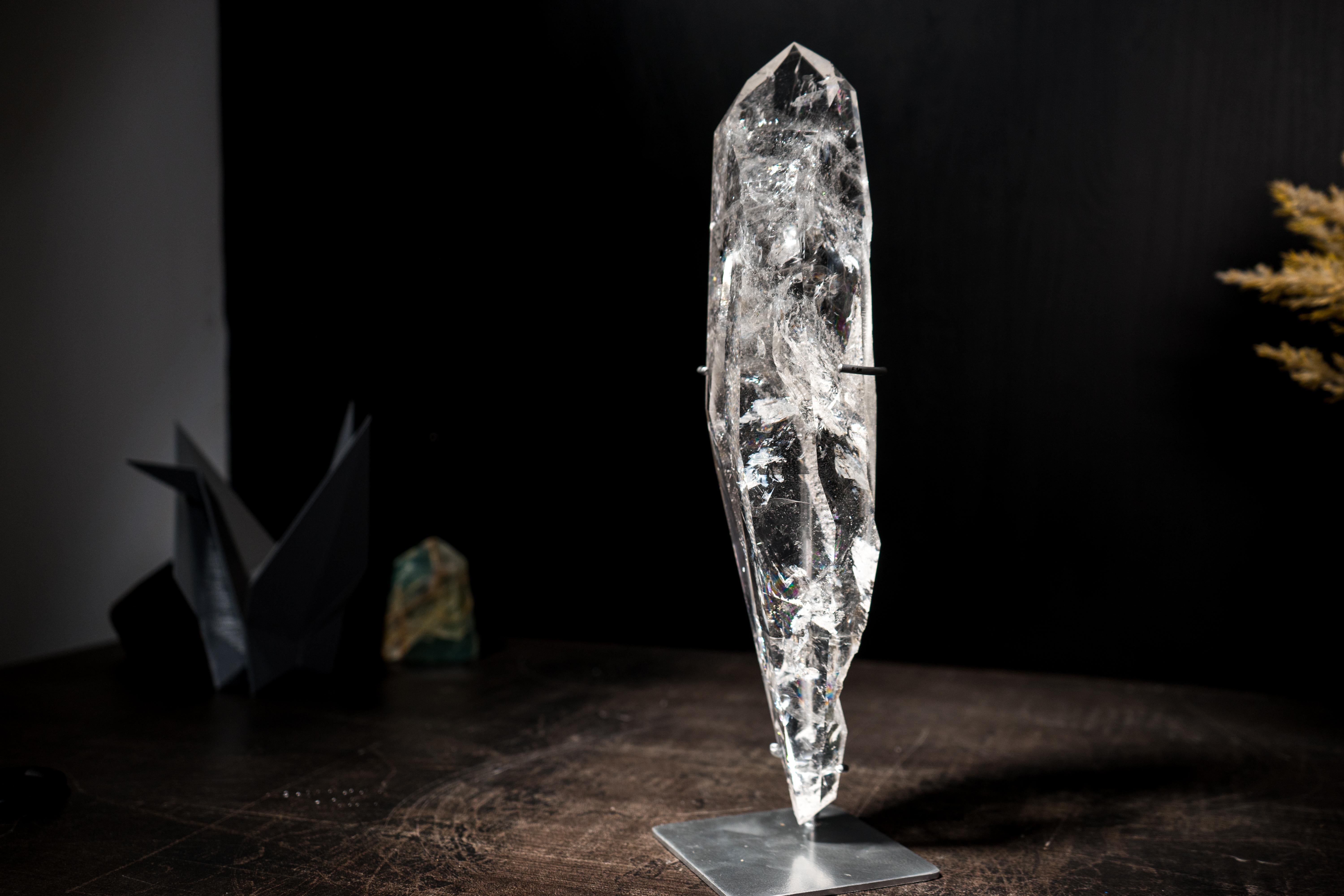 Water Clear Real Lemurian Quartz Point For Sale 4