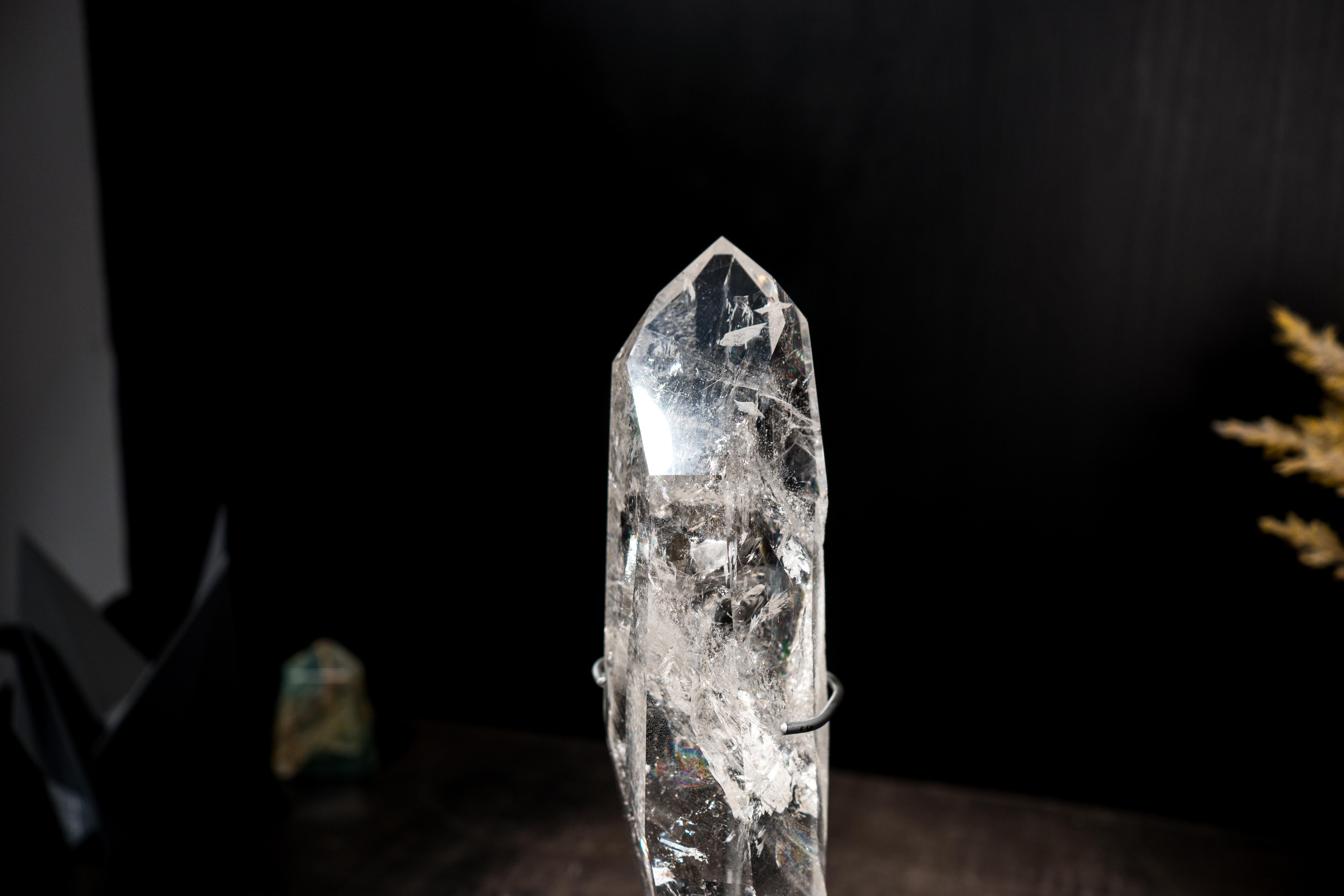 Contemporary Water Clear Real Lemurian Quartz Point For Sale