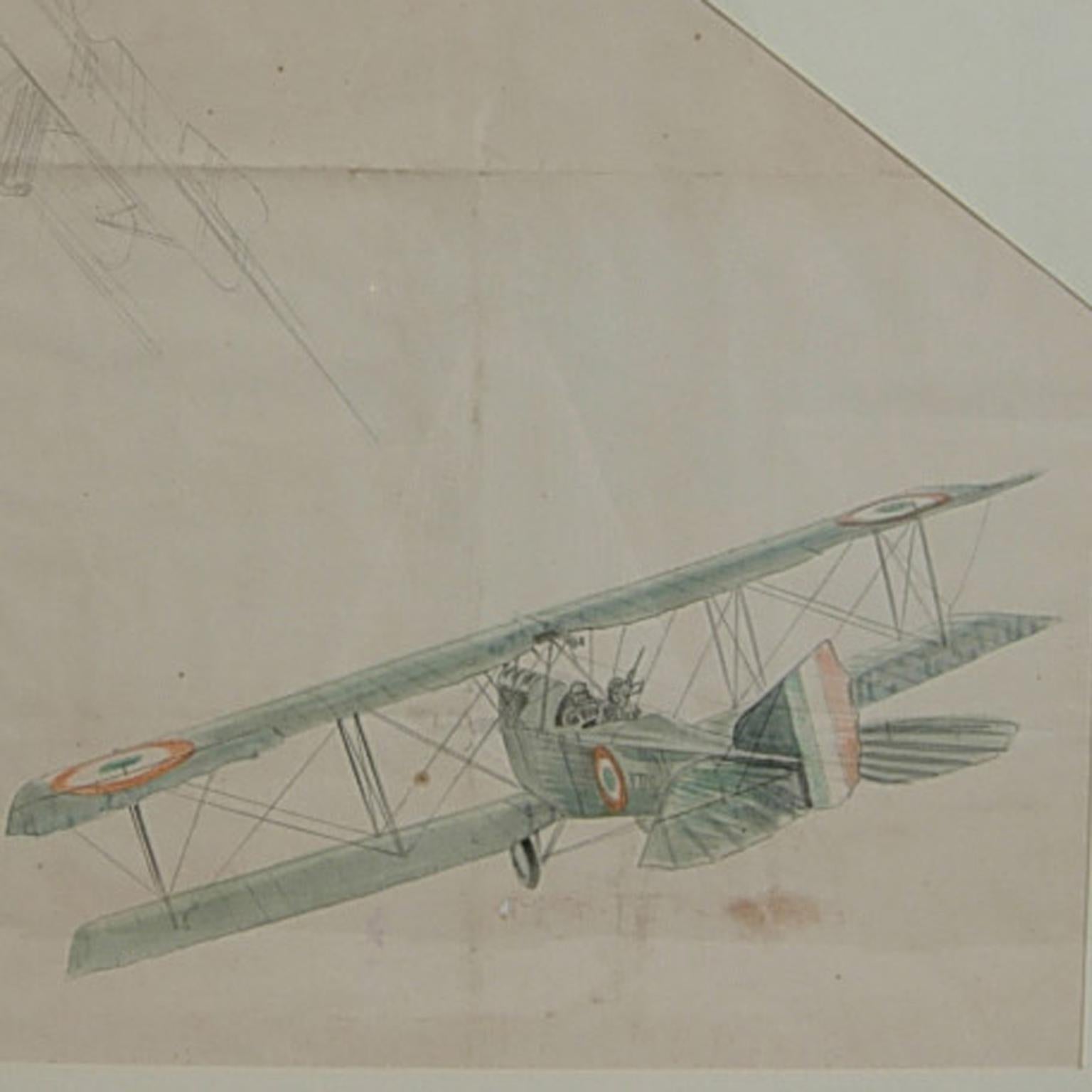 pencil ww1 plane drawing