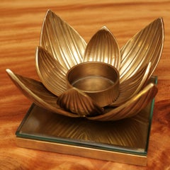 Water Flower Candleholder in Vintage Brass