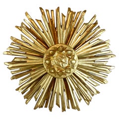 Water Gilded Chapel Sunburst Flush Light