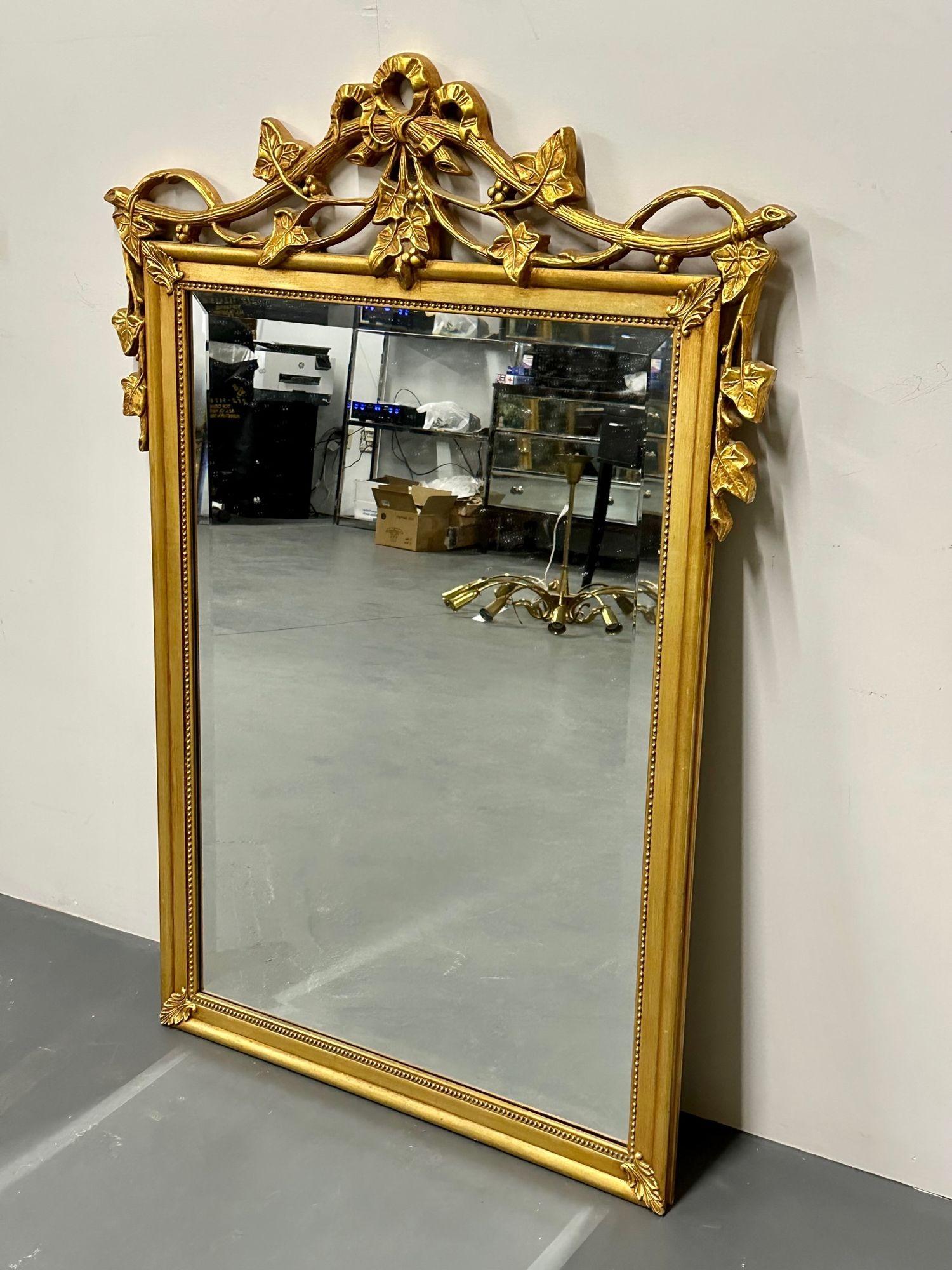 Hollywood Regency Water Giltwood Wall, Pier or Console Mirror, Carved, Regency Style For Sale