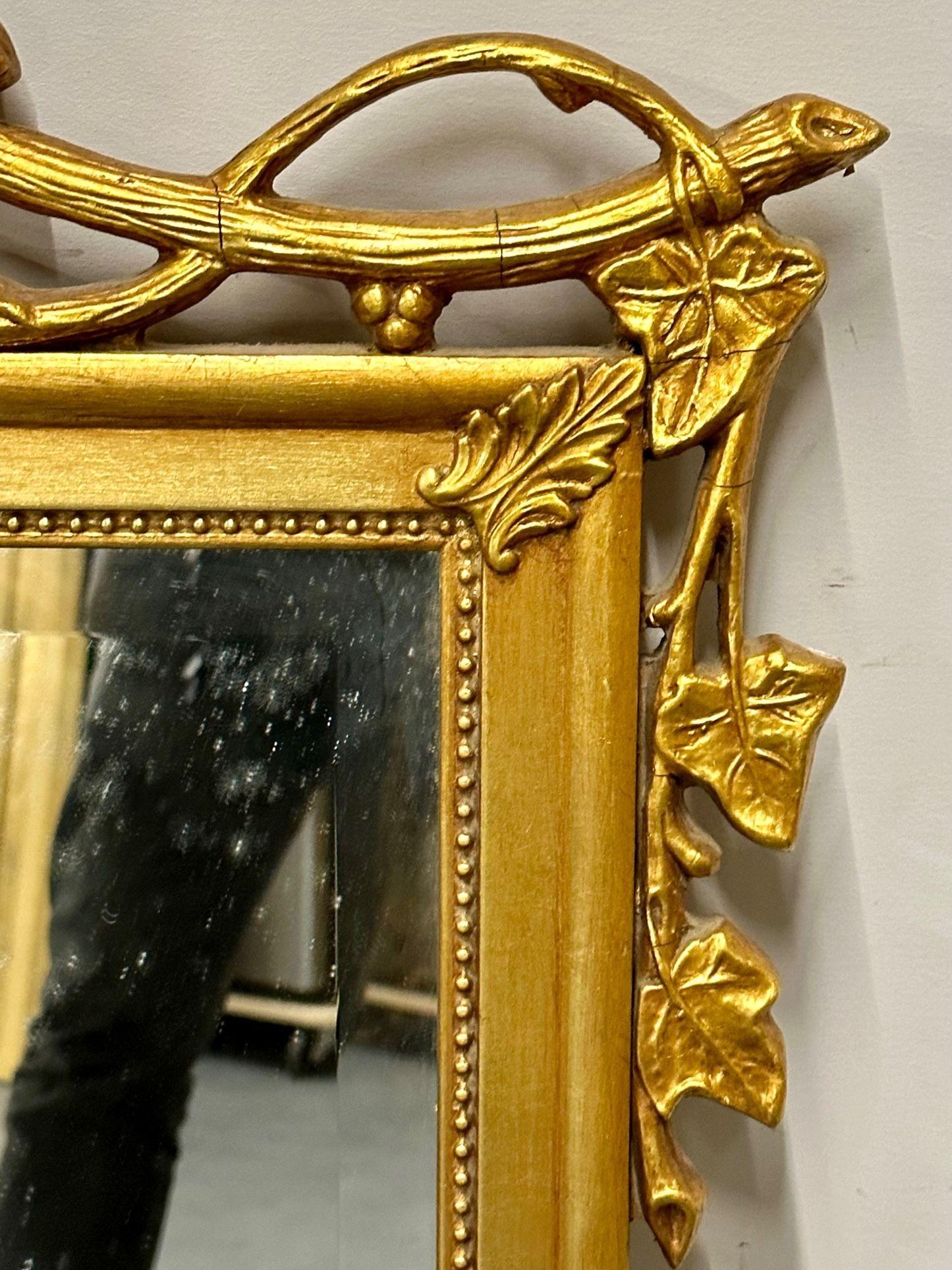Water Giltwood Wall, Pier or Console Mirror, Carved, Regency Style In Good Condition For Sale In Stamford, CT