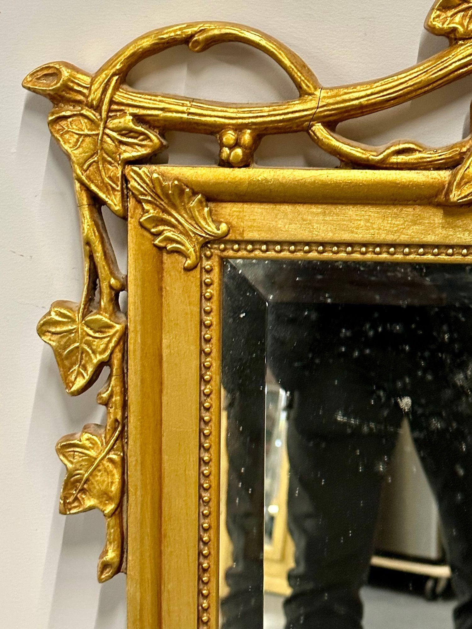 20th Century Water Giltwood Wall, Pier or Console Mirror, Carved, Regency Style For Sale