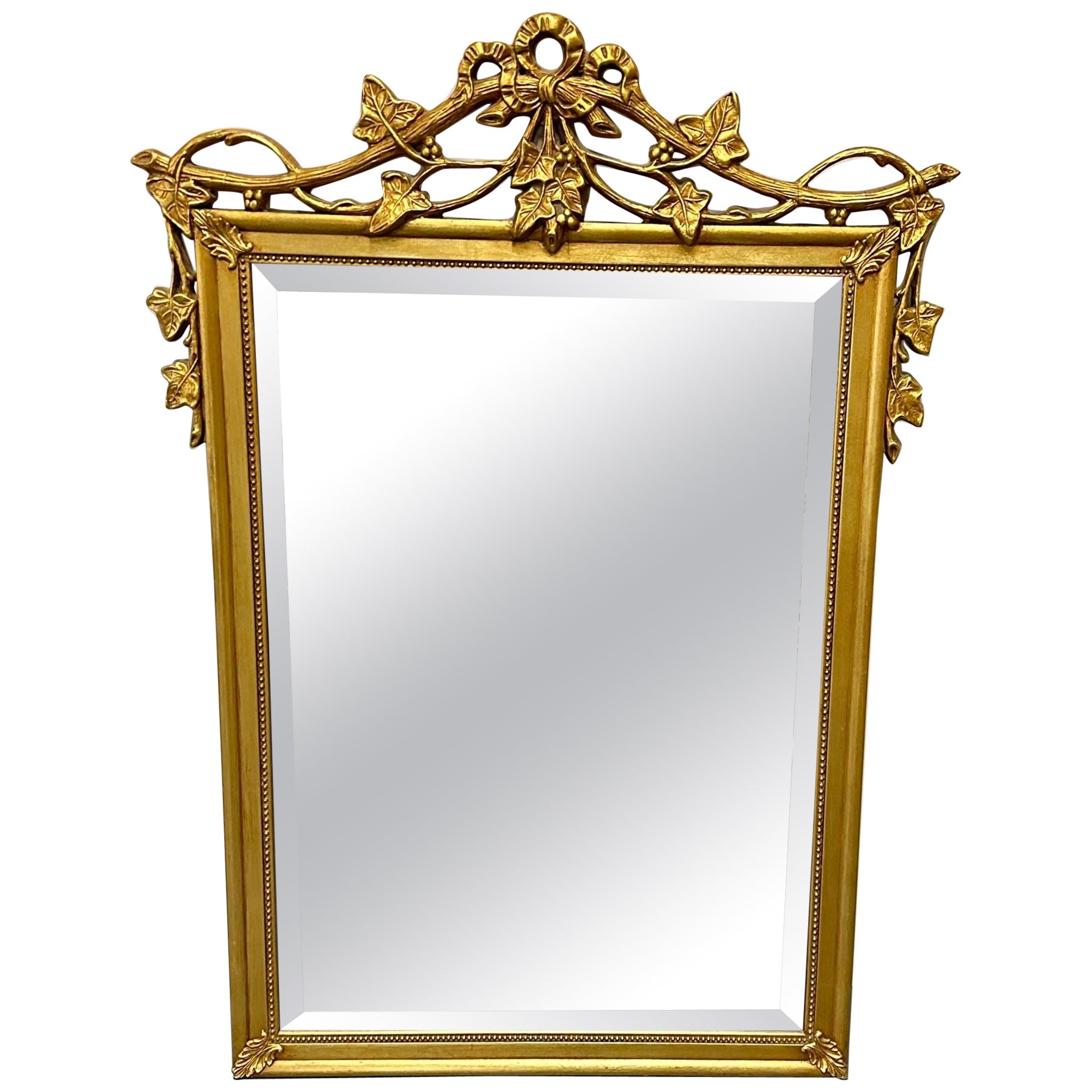 Specchio da parete, da molo o da console in legno d'orato d'acqua, intagliato, stile Reggenza