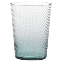 Water Glass Handcrafted in Muranese Glass, Aquamarine Twisted MUN by VG