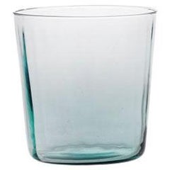 Water Glass Handcrafted in Muranese Glass, Small, Aquamarine Plissé MUN by VG