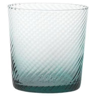 Water Glass Handcrafted in Muranese Glass, Small, Aquamarine Twisted MUN by VG