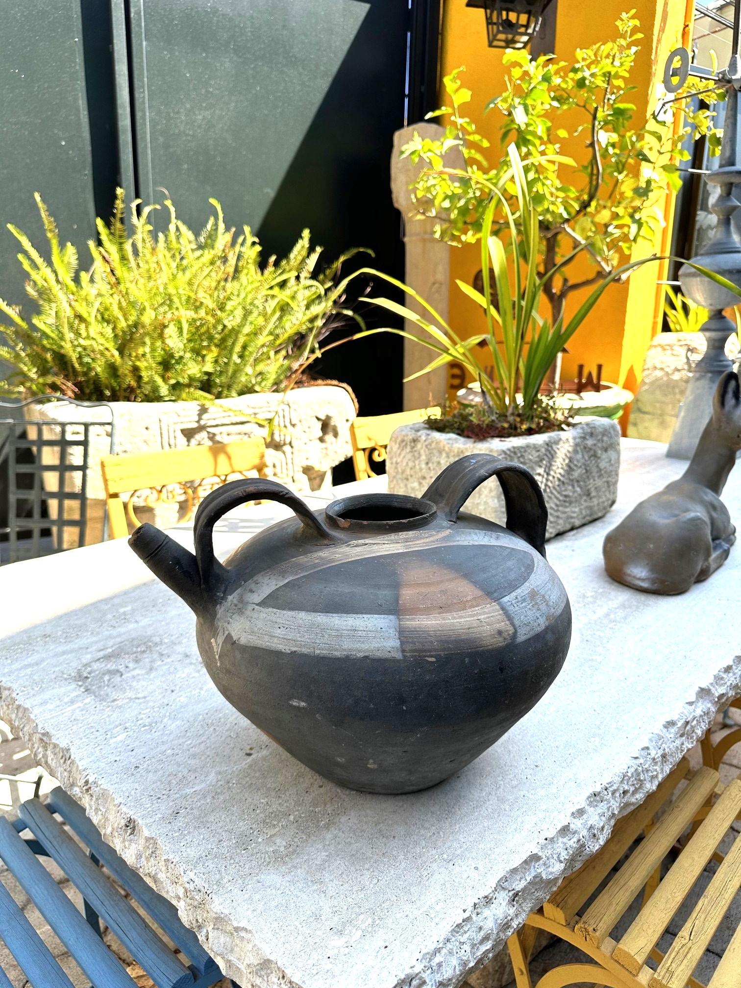 Jarra Porta Agua Jarrón de Cerámica Hecho a Mano Florero Antiguo LA CA centro de mesa Francés en venta