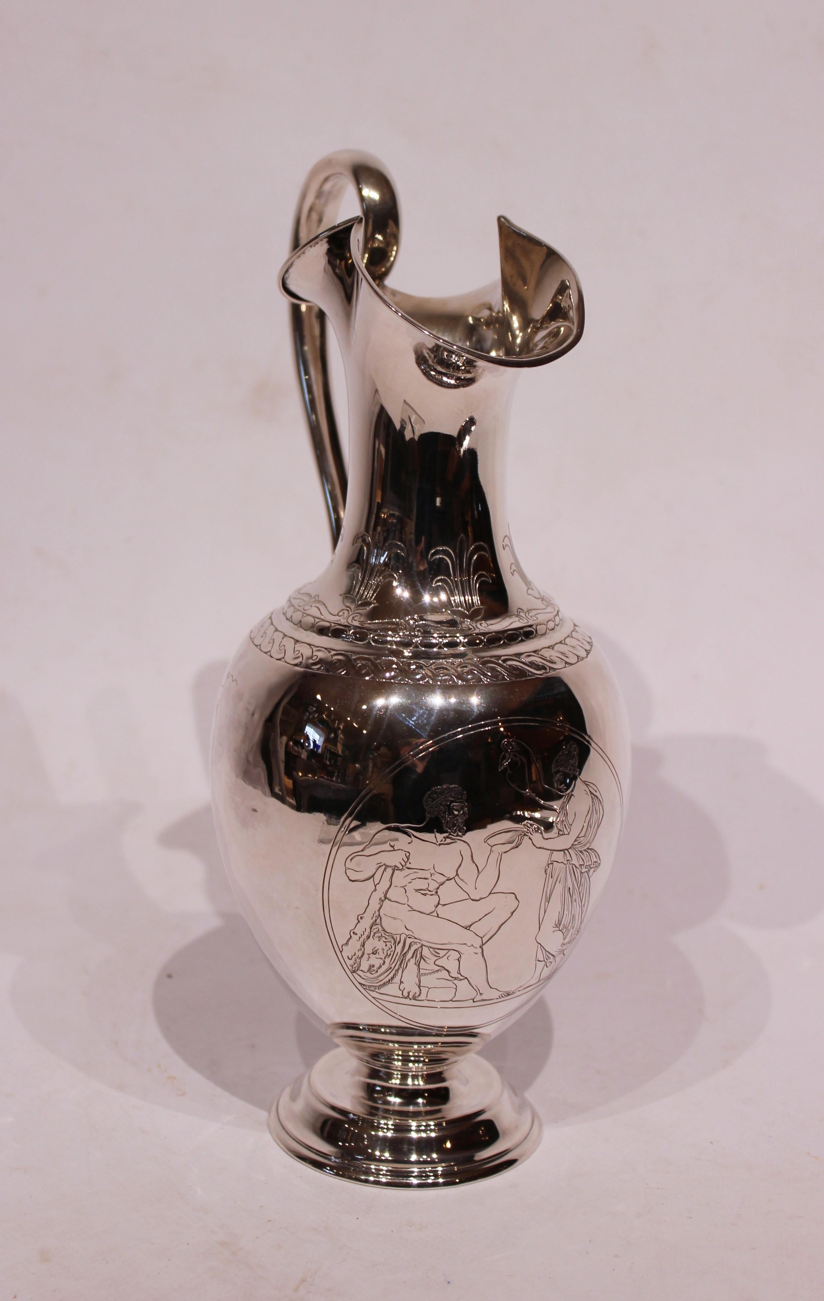 Mid-20th Century Water Jug Beautifully Decorated of Hallmarked Silver For Sale