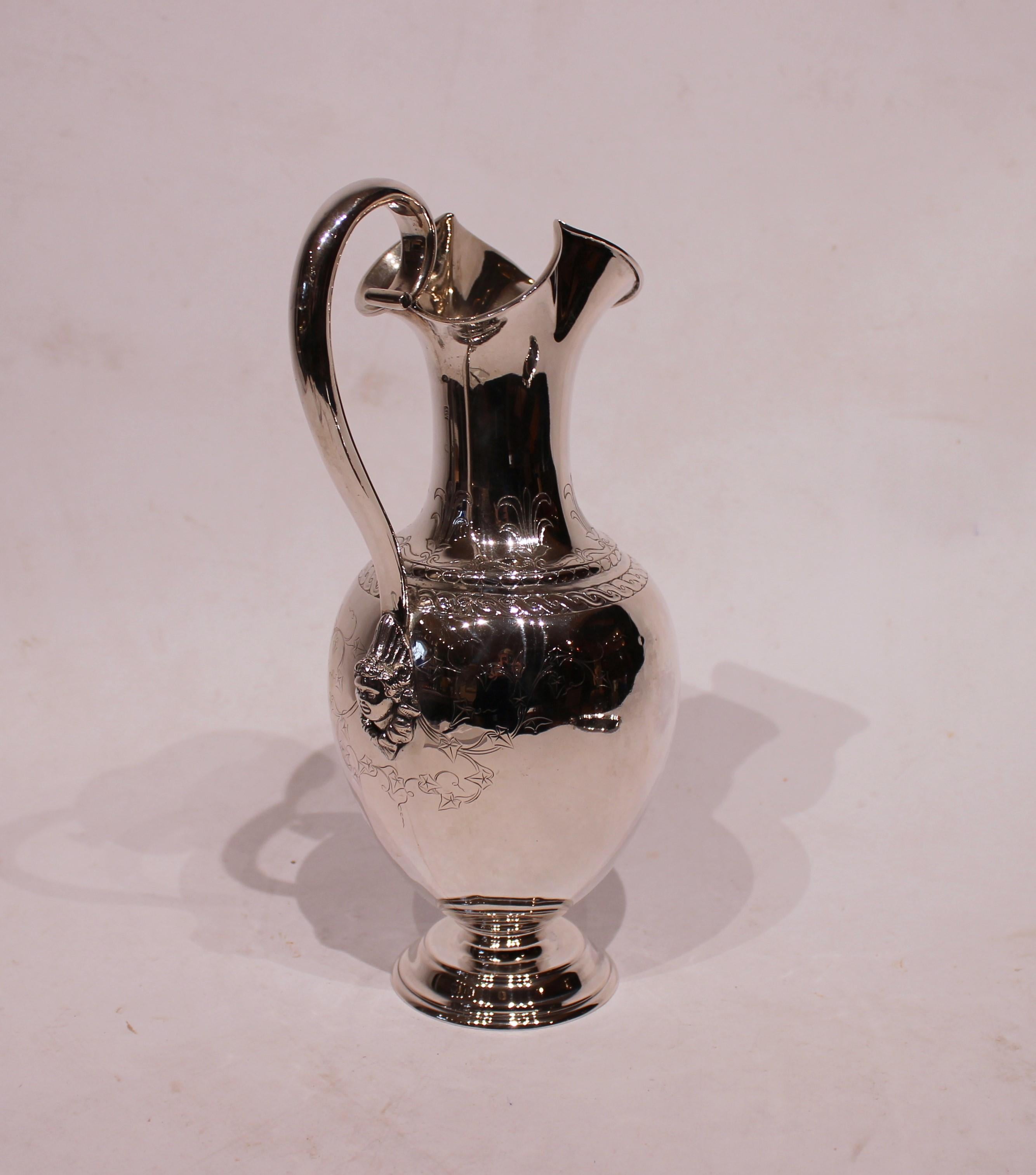 Water Jug Beautifully Decorated of Hallmarked Silver For Sale 1
