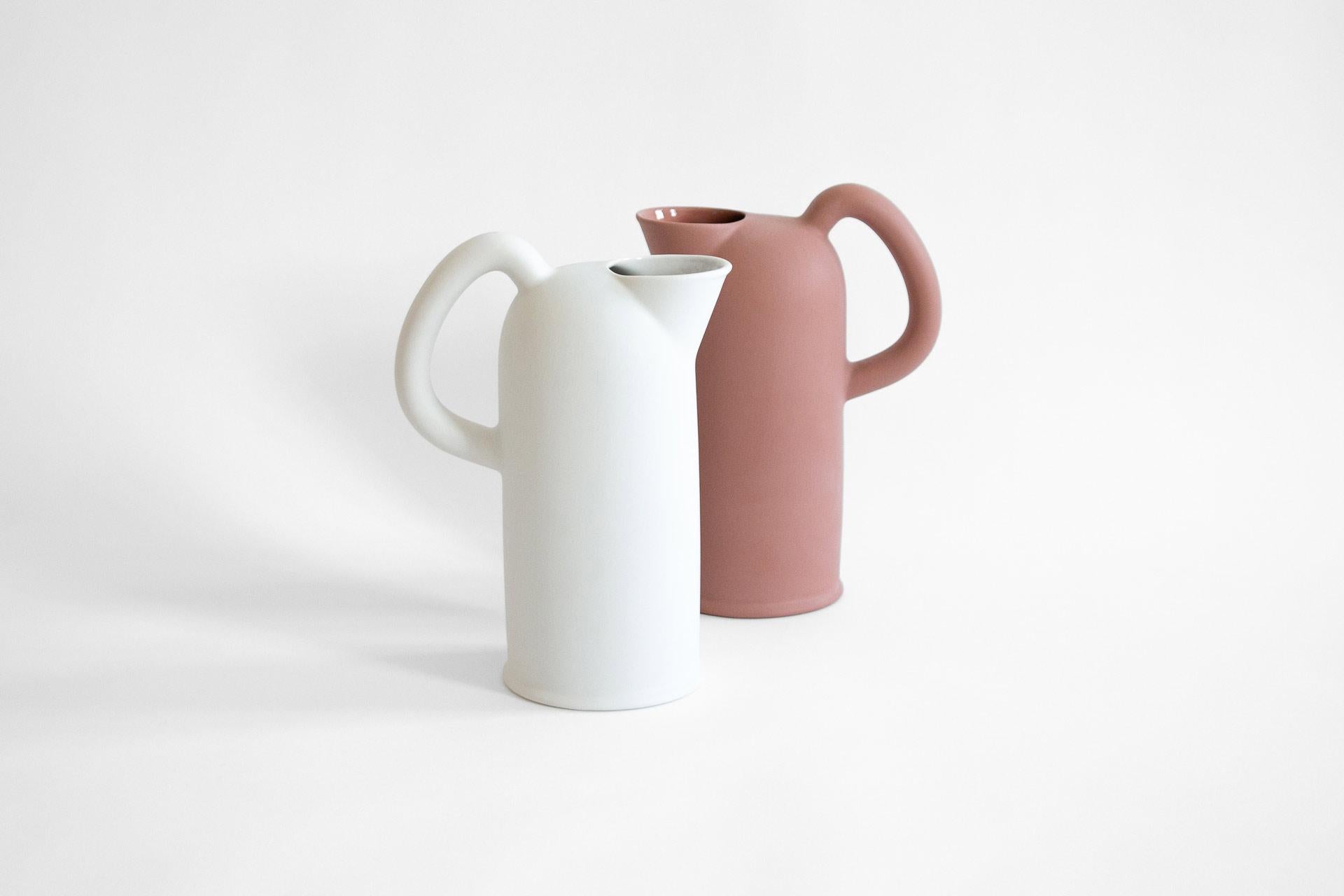 Organic Modern Water Jug in White Porcelain Handcrafted in Portugal by Origin Made For Sale