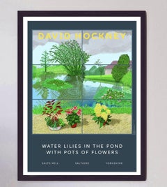 «Nenúfares en el estanque, macetas con flores». Póster original de David Hockney, 2022