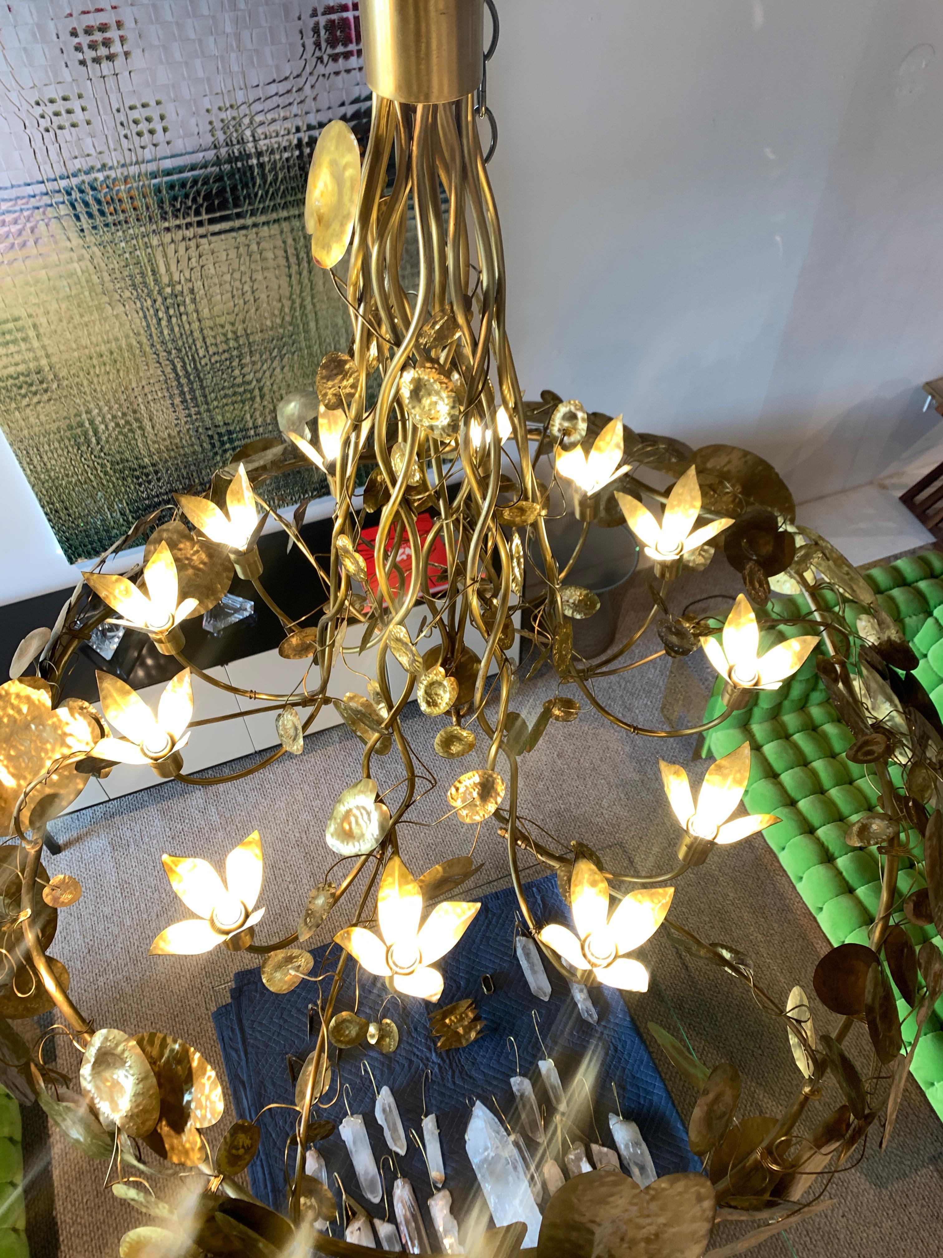 Français Lustre en cristal Water Lillies, Robert Goossens pour Cristóbal Balenciaga, 1970