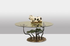 “Water Lily” coffee table in bronze with two patinas. 1970s.