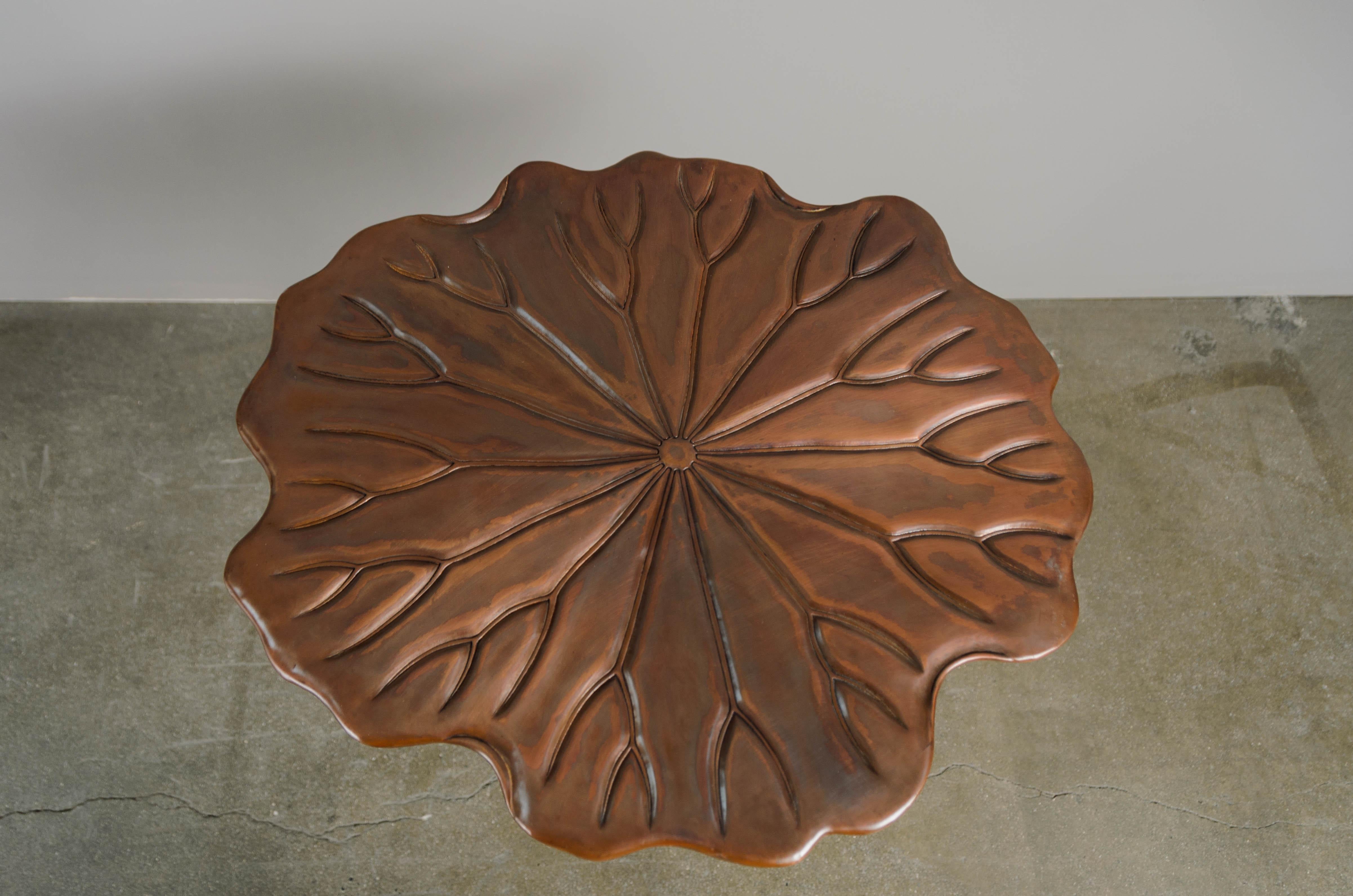 Water Lily Table in Antique Copper by Robert Kuo, Contemporary, Limited Edition For Sale 5