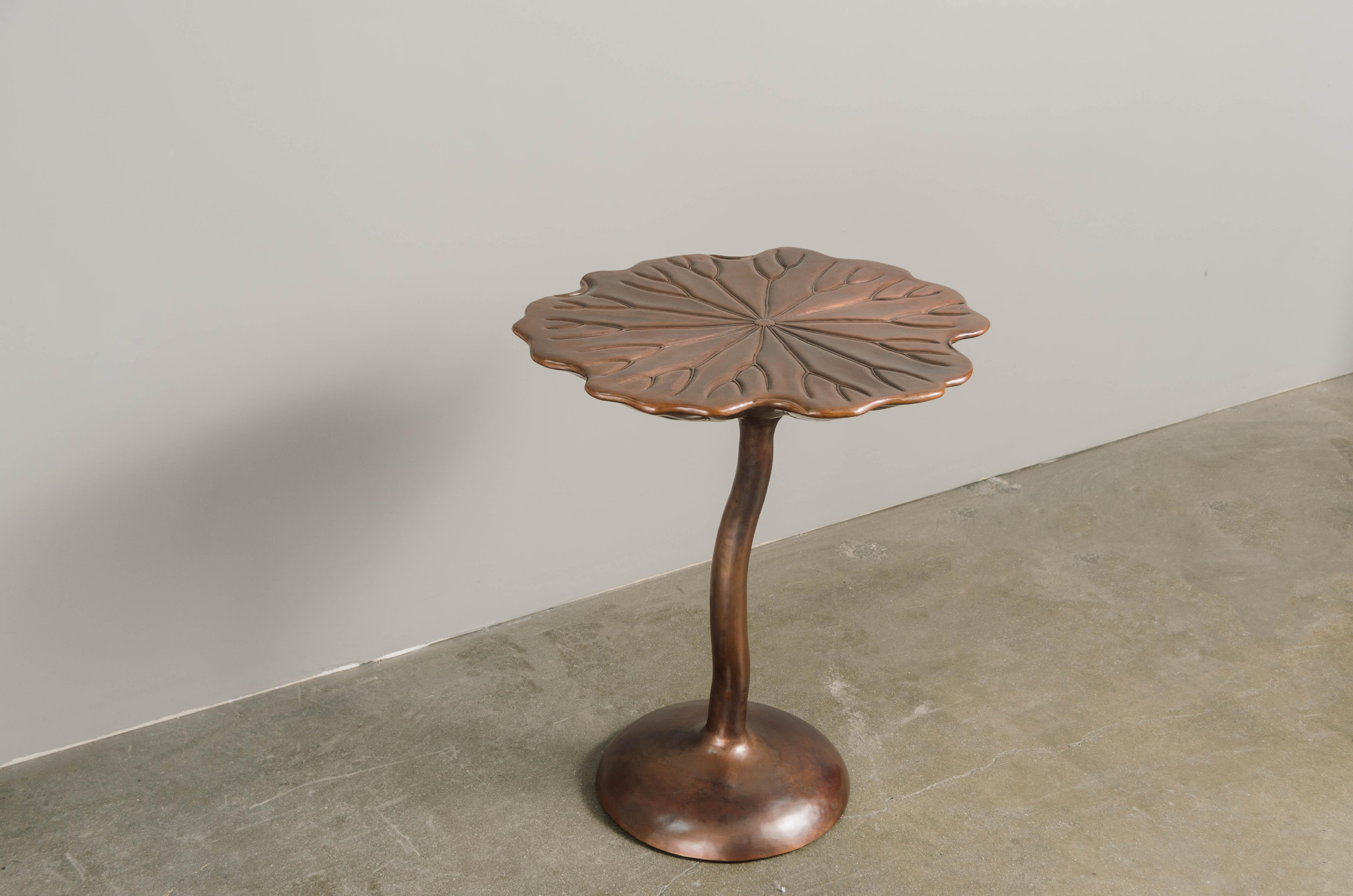 Water Lily Table in Antique Copper by Robert Kuo, Contemporary, Limited Edition In New Condition For Sale In Los Angeles, CA